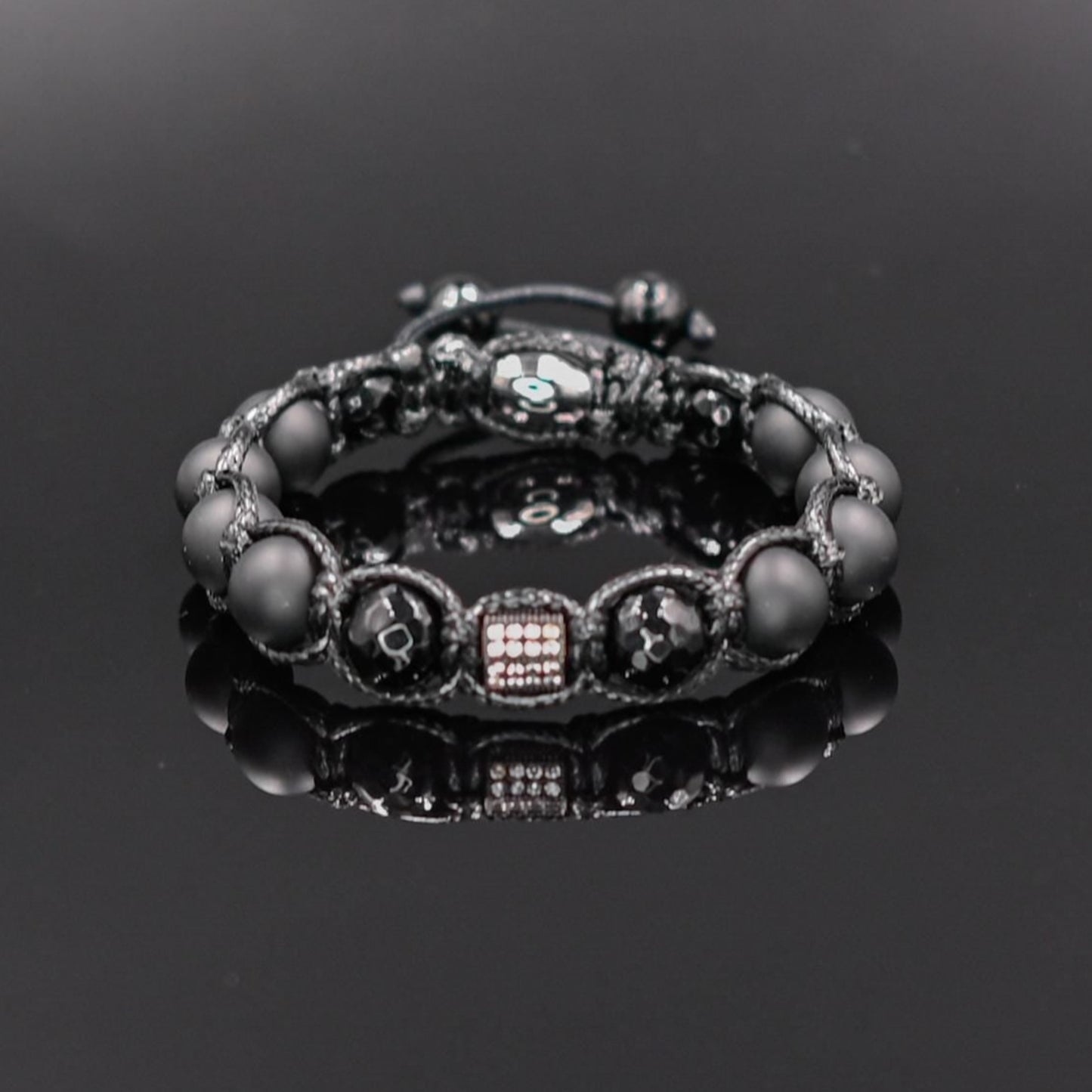 Men's Black Gemstone Bracelet Cubic Zirconia Bracelet Agate Bracelet Macrame Onyx Bracelet Gift for Men Adjustable Macrame Bracelet - Shamballa Bracelet - Mantra Bracelet  -  Yoga Bracelet -  Birthstone Bracelet - Gemstone Bracelet Men - Chakra Bracelet - Macrame Bracelet - Healing Bracelet - Gift for Father - Gift For Men - Valinde
