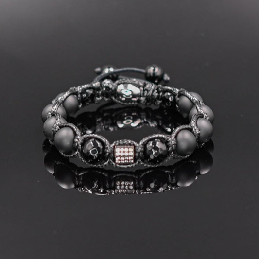 Men's Black Gemstone Bracelet Cubic Zirconia Bracelet Agate Bracelet Macrame Onyx Bracelet Gift for Men Adjustable Macrame Bracelet - Shamballa Bracelet - Mantra Bracelet  -  Yoga Bracelet -  Birthstone Bracelet - Gemstone Bracelet Men - Chakra Bracelet - Macrame Bracelet - Healing Bracelet - Gift for Father - Gift For Men - Valinde
