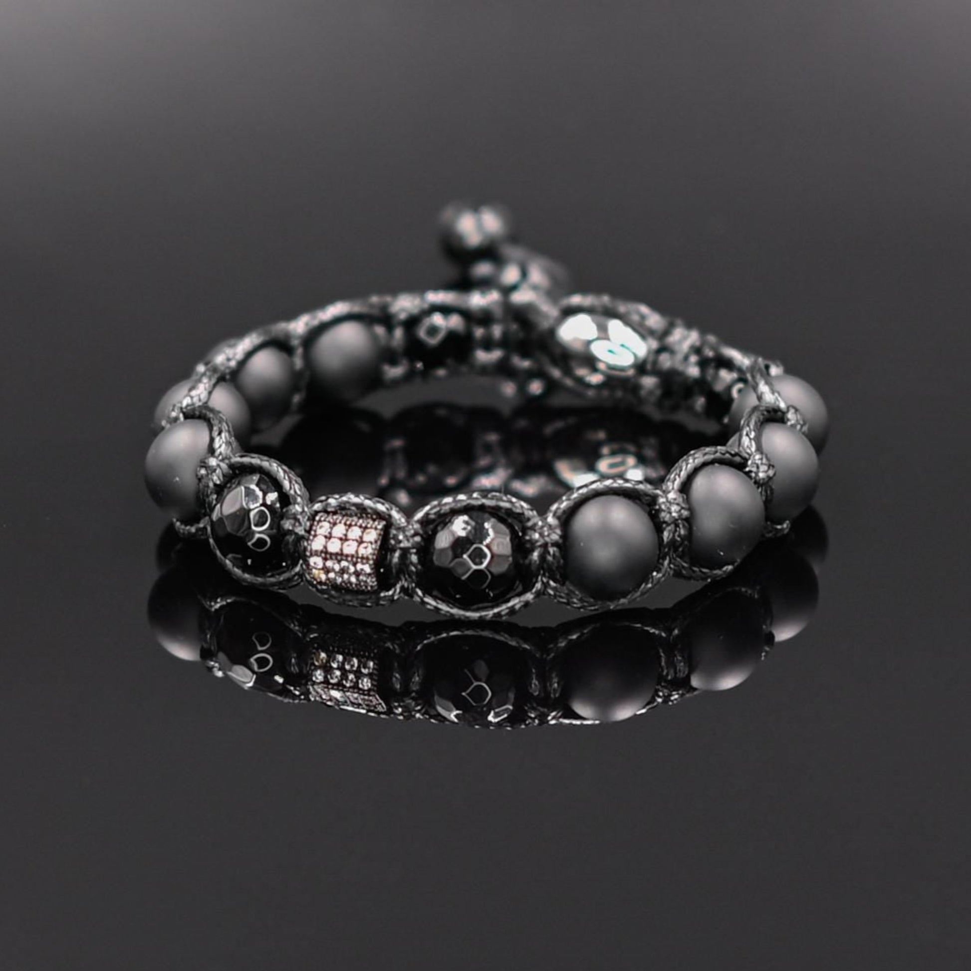 Men's Black Gemstone Bracelet Cubic Zirconia Bracelet Agate Bracelet Macrame Onyx Bracelet Gift for Men Adjustable Macrame Bracelet - Shamballa Bracelet - Mantra Bracelet  -  Yoga Bracelet -  Birthstone Bracelet - Gemstone Bracelet Men - Chakra Bracelet - Macrame Bracelet - Healing Bracelet - Gift for Father - Gift For Men - Valinde
