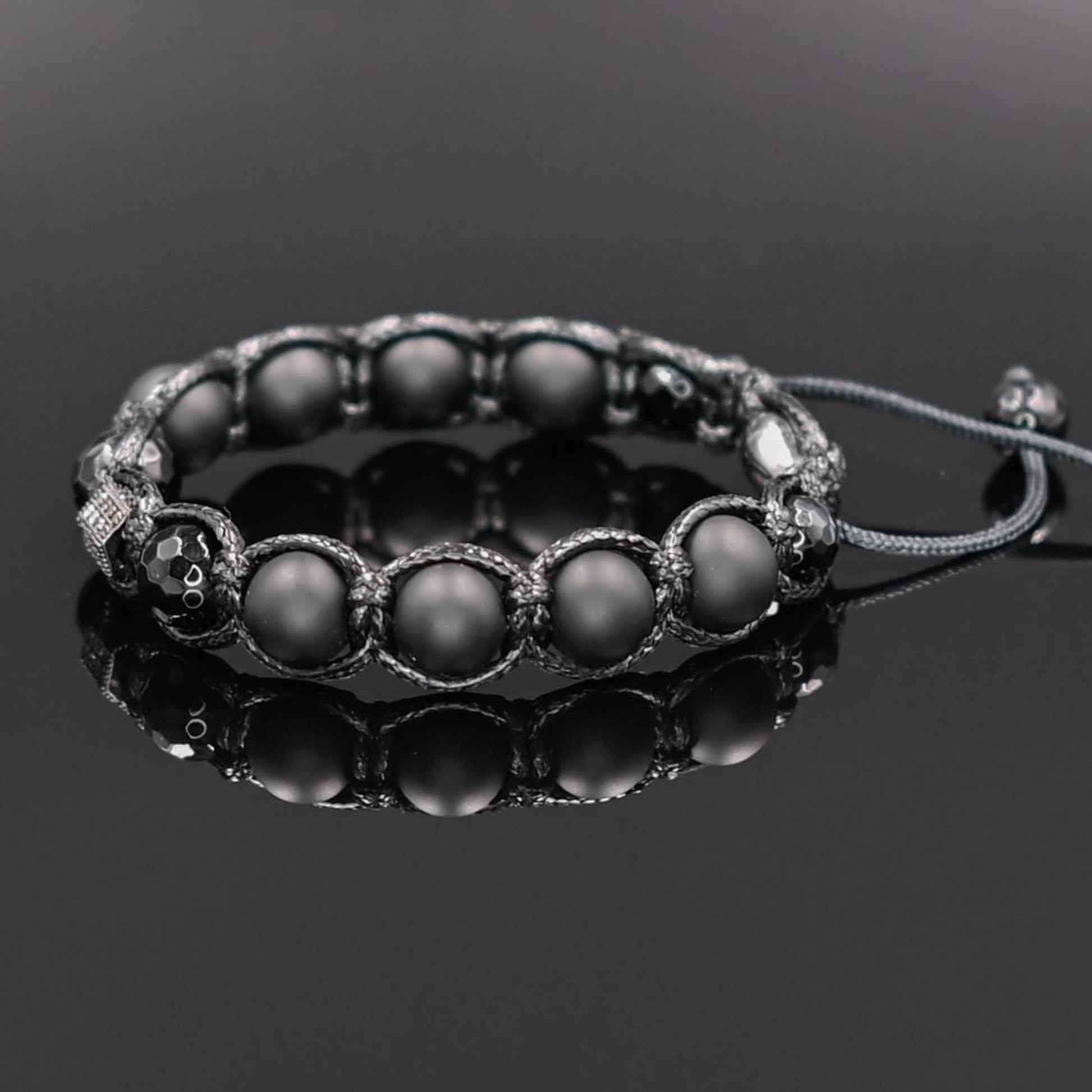 Men's Black Gemstone Bracelet Cubic Zirconia Bracelet Agate Bracelet Macrame Onyx Bracelet Gift for Men Adjustable Macrame Bracelet - Shamballa Bracelet - Mantra Bracelet  -  Yoga Bracelet -  Birthstone Bracelet - Gemstone Bracelet Men - Chakra Bracelet - Macrame Bracelet - Healing Bracelet - Gift for Father - Gift For Men - Valinde
