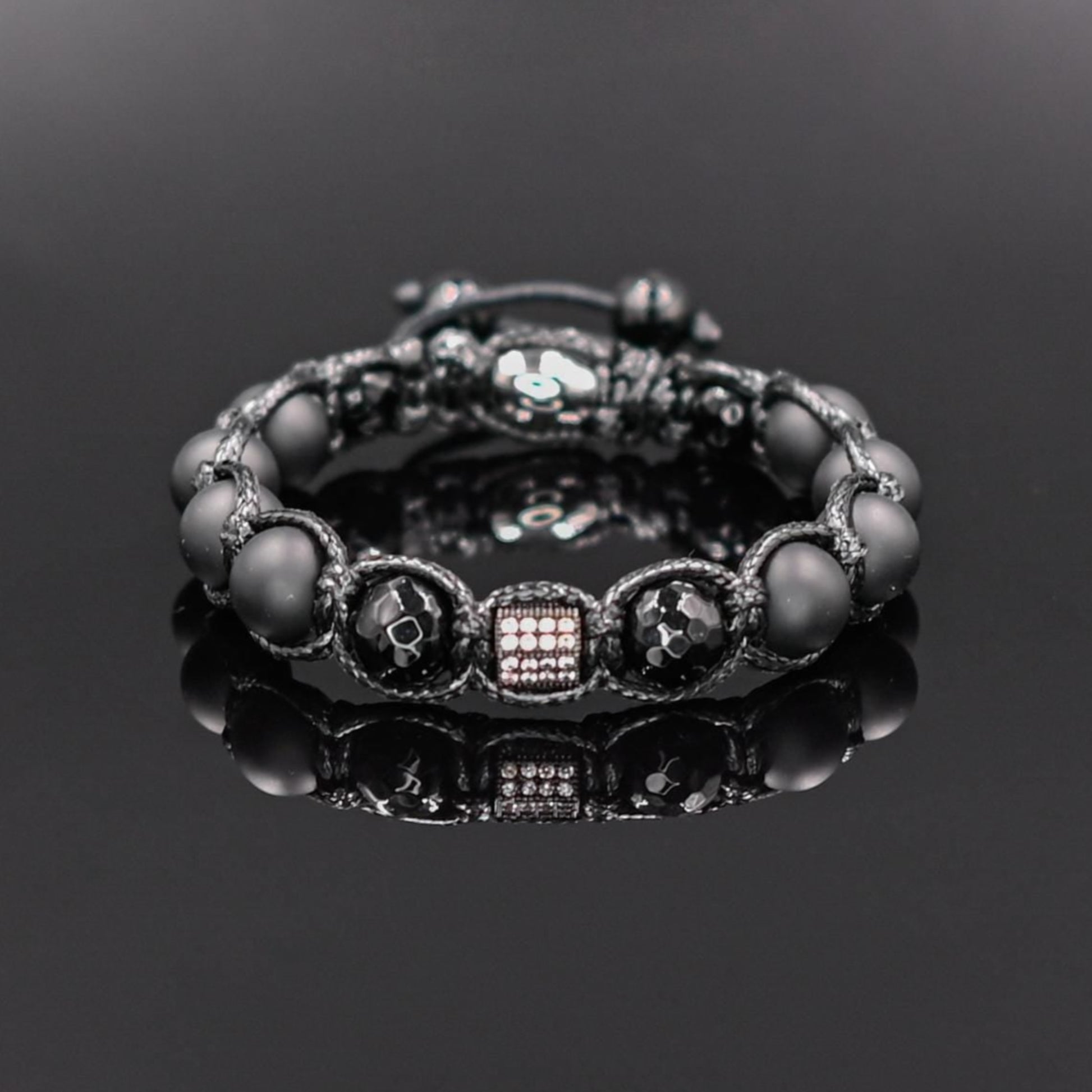 Men's Black Gemstone Bracelet Cubic Zirconia Bracelet Agate Bracelet Macrame Onyx Bracelet Gift for Men Adjustable Macrame Bracelet - Shamballa Bracelet - Mantra Bracelet  -  Yoga Bracelet -  Birthstone Bracelet - Gemstone Bracelet Men - Chakra Bracelet - Macrame Bracelet - Healing Bracelet - Gift for Father - Gift For Men - Valinde
