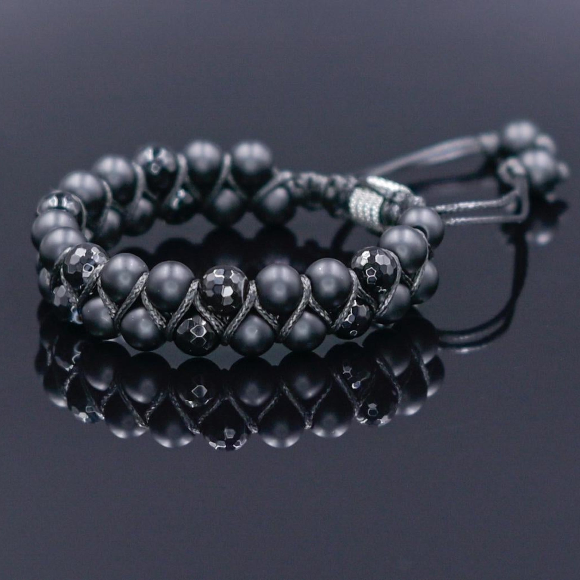 Men's Black Onyx Bracelet Beaded Double Bracelet Macrame Bracelet Agate Bracelet Gemstone Bracelet Gift for Men Stack Adjustable Bracelet for Men - Shamballa Bracelet - Mantra Bracelet  -  Yoga Bracelet -  Birthstone Bracelet - Gemstone Bracelet Men - Chakra Bracelet - Macrame Bracelet - Healing Bracelet - Gift for Father - Gift For Men - Valinde
