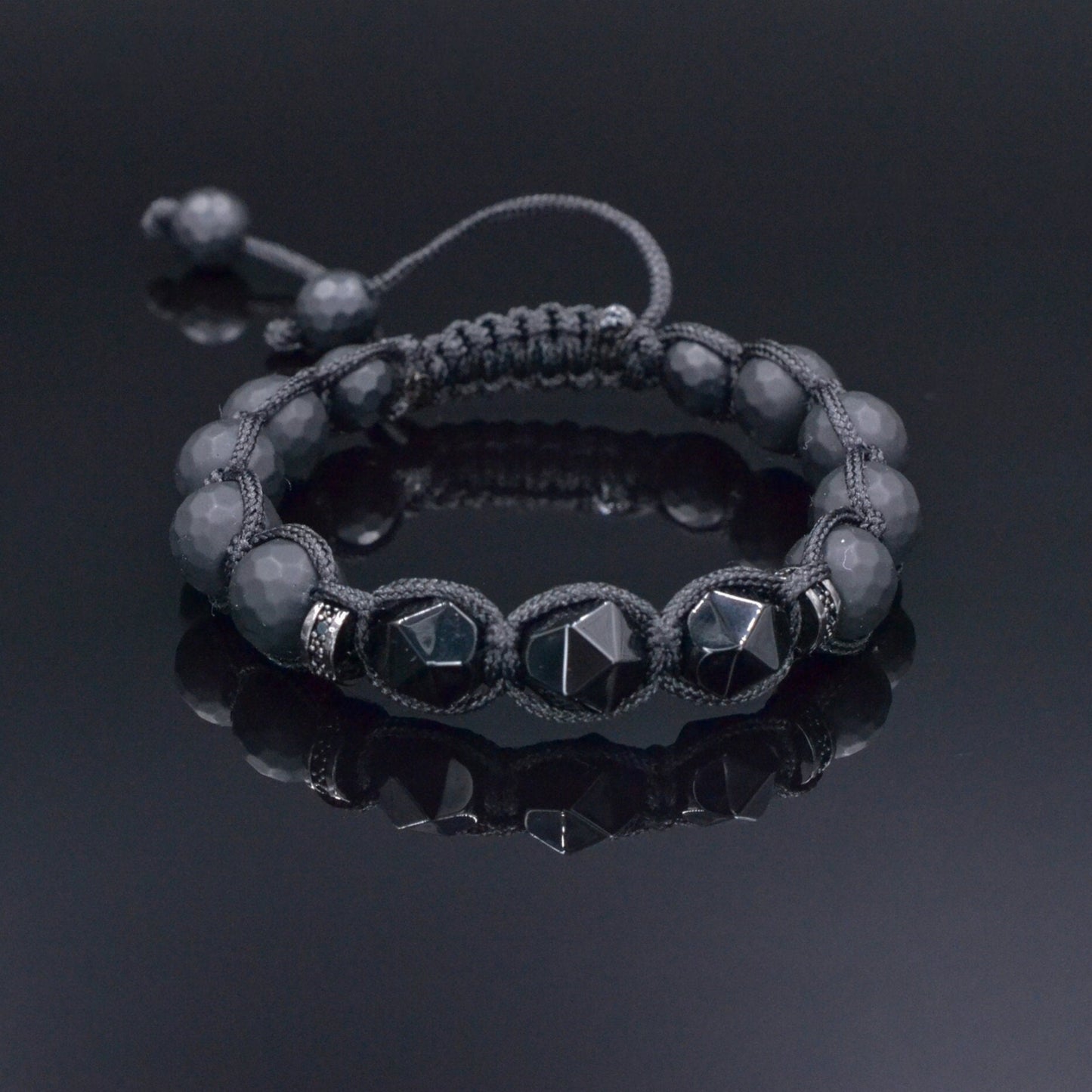 Black Onyx Bracelet, Men's Onyx Agate Adjustable Bracelet, Black Macrame Braided Bracelet, Gift for Men, Christmas Gift Black Agate Bracelet - Shamballa Bracelet - Mantra Bracelet  -  Yoga Bracelet -  Birthstone Bracelet - Gemstone Bracelet Men - Chakra Bracelet - Macrame Bracelet - Healing Bracelet - Gift for Father - Gift For Men - Valinde
