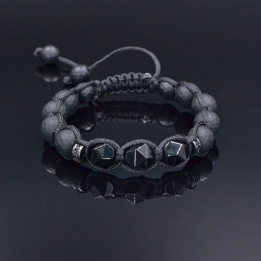 Black Onyx Bracelet, Men's Onyx Agate Adjustable Bracelet, Black Macrame Braided Bracelet, Gift for Men, Christmas Gift Black Agate Bracelet - Shamballa Bracelet - Mantra Bracelet  -  Yoga Bracelet -  Birthstone Bracelet - Gemstone Bracelet Men - Chakra Bracelet - Macrame Bracelet - Healing Bracelet - Gift for Father - Gift For Men - Valinde
