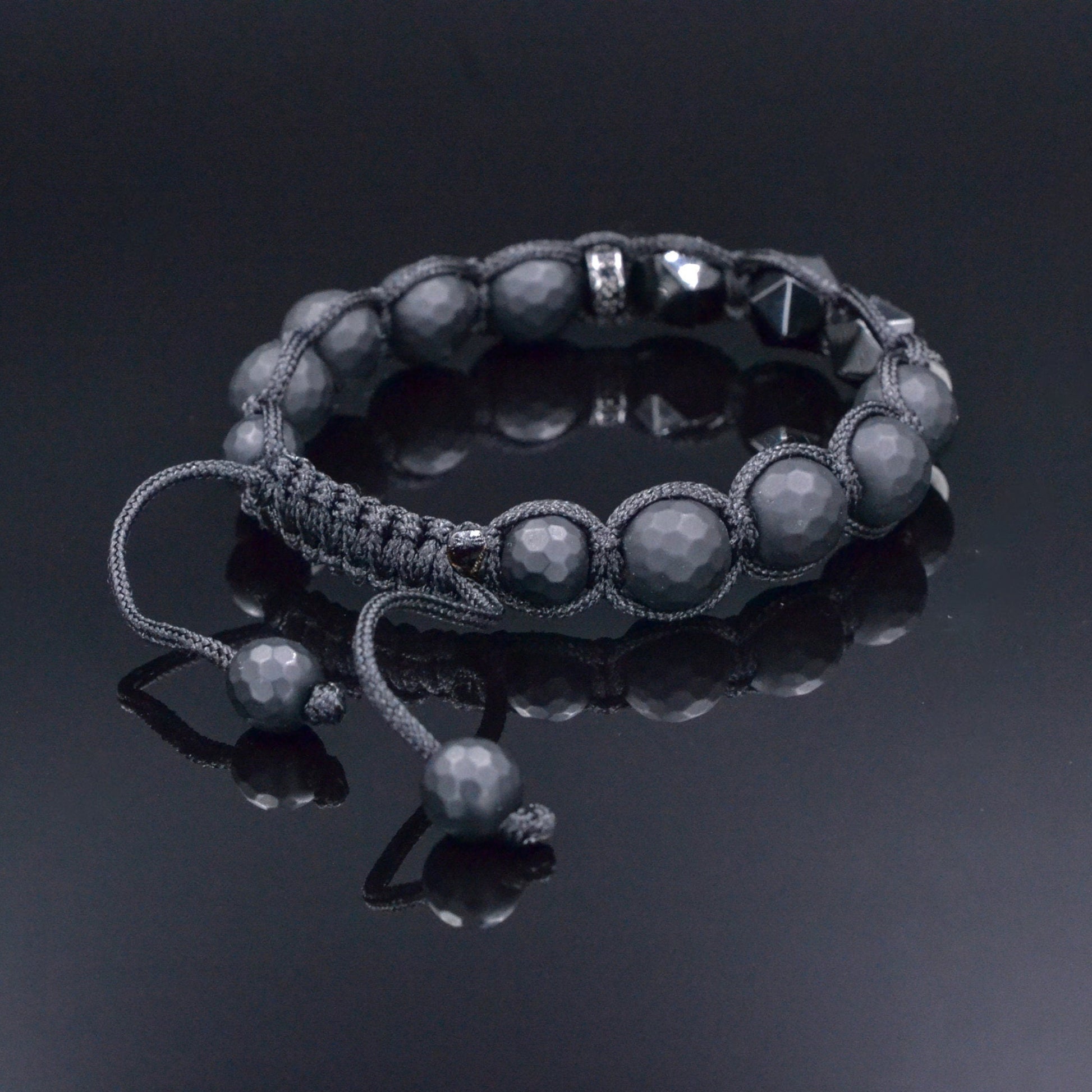 Black Onyx Bracelet, Men's Onyx Agate Adjustable Bracelet, Black Macrame Braided Bracelet, Gift for Men, Christmas Gift Black Agate Bracelet - Shamballa Bracelet - Mantra Bracelet  -  Yoga Bracelet -  Birthstone Bracelet - Gemstone Bracelet Men - Chakra Bracelet - Macrame Bracelet - Healing Bracelet - Gift for Father - Gift For Men - Valinde
