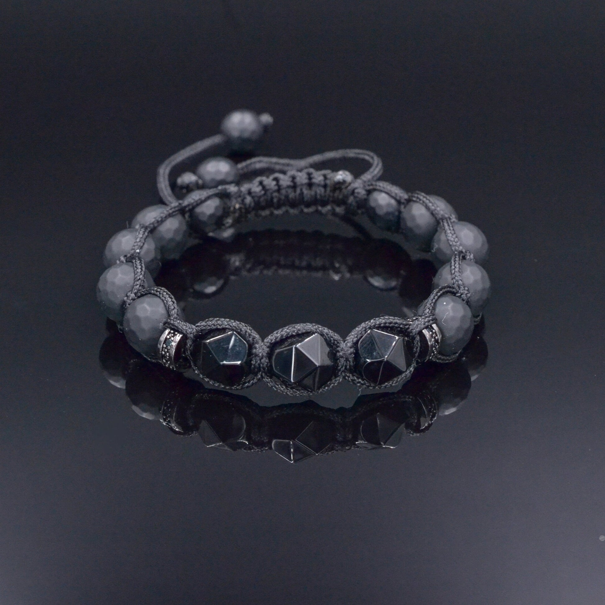 Black Onyx Bracelet, Men's Onyx Agate Adjustable Bracelet, Black Macrame Braided Bracelet, Gift for Men, Christmas Gift Black Agate Bracelet - Shamballa Bracelet - Mantra Bracelet  -  Yoga Bracelet -  Birthstone Bracelet - Gemstone Bracelet Men - Chakra Bracelet - Macrame Bracelet - Healing Bracelet - Gift for Father - Gift For Men - Valinde
