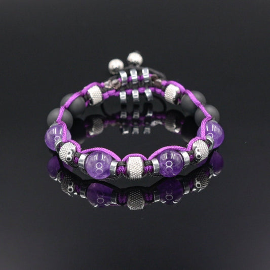Amethyst Onyx Bracelet, Men's Adjustable Beaded Bracelet, Steel Bracelet, Gift for Men, Purple Bracelet, Summer Bracelet, Crystal Bracelet - Shamballa Bracelet - Mantra Bracelet  -  Yoga Bracelet -  Birthstone Bracelet - Gemstone Bracelet Men - Chakra Bracelet - Macrame Bracelet - Healing Bracelet - Gift for Father - Gift For Men - Valinde
