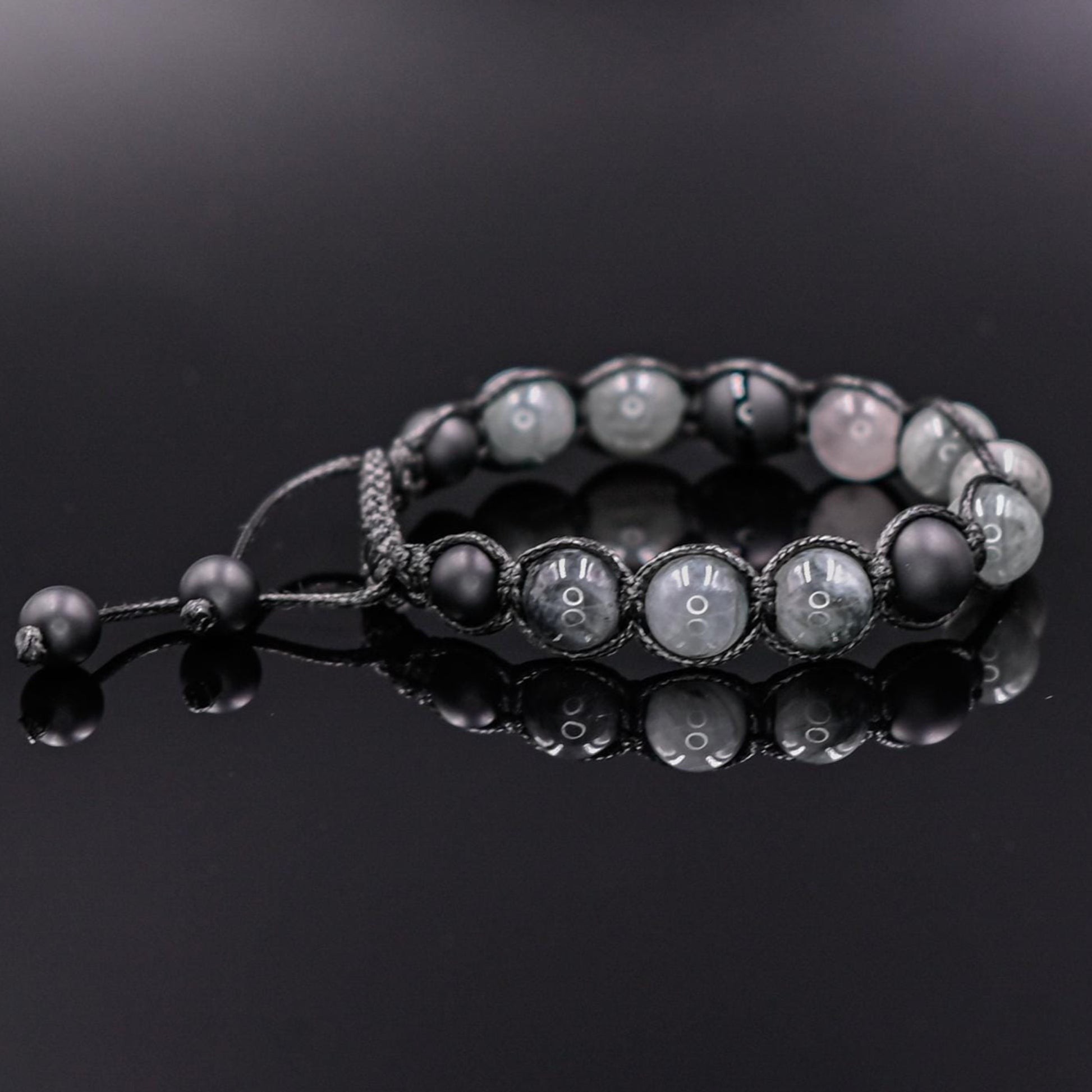 Men's Hawk Eye Bracelet Grey Hawk's Eye Bead Bracelet Onyx Bracelet Gift for Men Macrame Stone Bracelet Adjustable Bracelet Premium Gemstone- Shamballa Bracelet - Mantra Bracelet  -  Yoga Bracelet -  Birthstone Bracelet - Gemstone Bracelet Men - Chakra Bracelet - Macrame Bracelet - Healing Bracelet - Gift for Father - Gift For Men - Valinde
