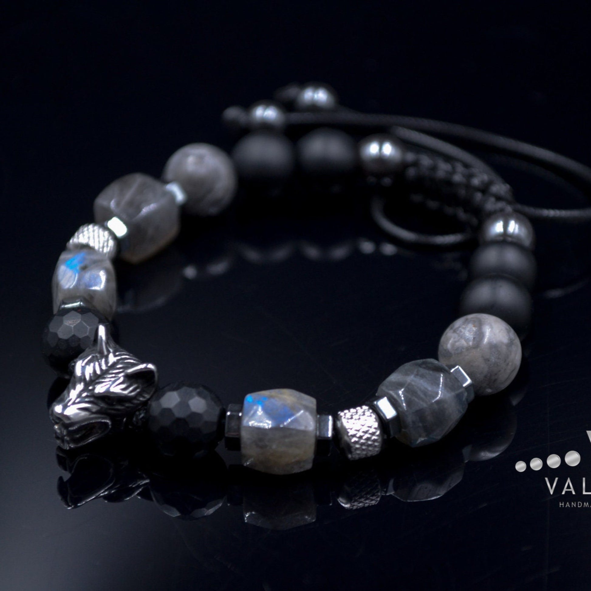 Men's Wolf Head Bead Bracelet Genuine Labradorite Bracelet Steel Beads Bracelet Gift for Man Black Onyx Bracelet Man Steel Bracelet - Shamballa Bracelet - Mantra Bracelet  -  Yoga Bracelet -  Birthstone Bracelet - Gemstone Bracelet Men - Chakra Bracelet - Macrame Bracelet - Healing Bracelet - Gift for Father - Gift For Men - Valinde
