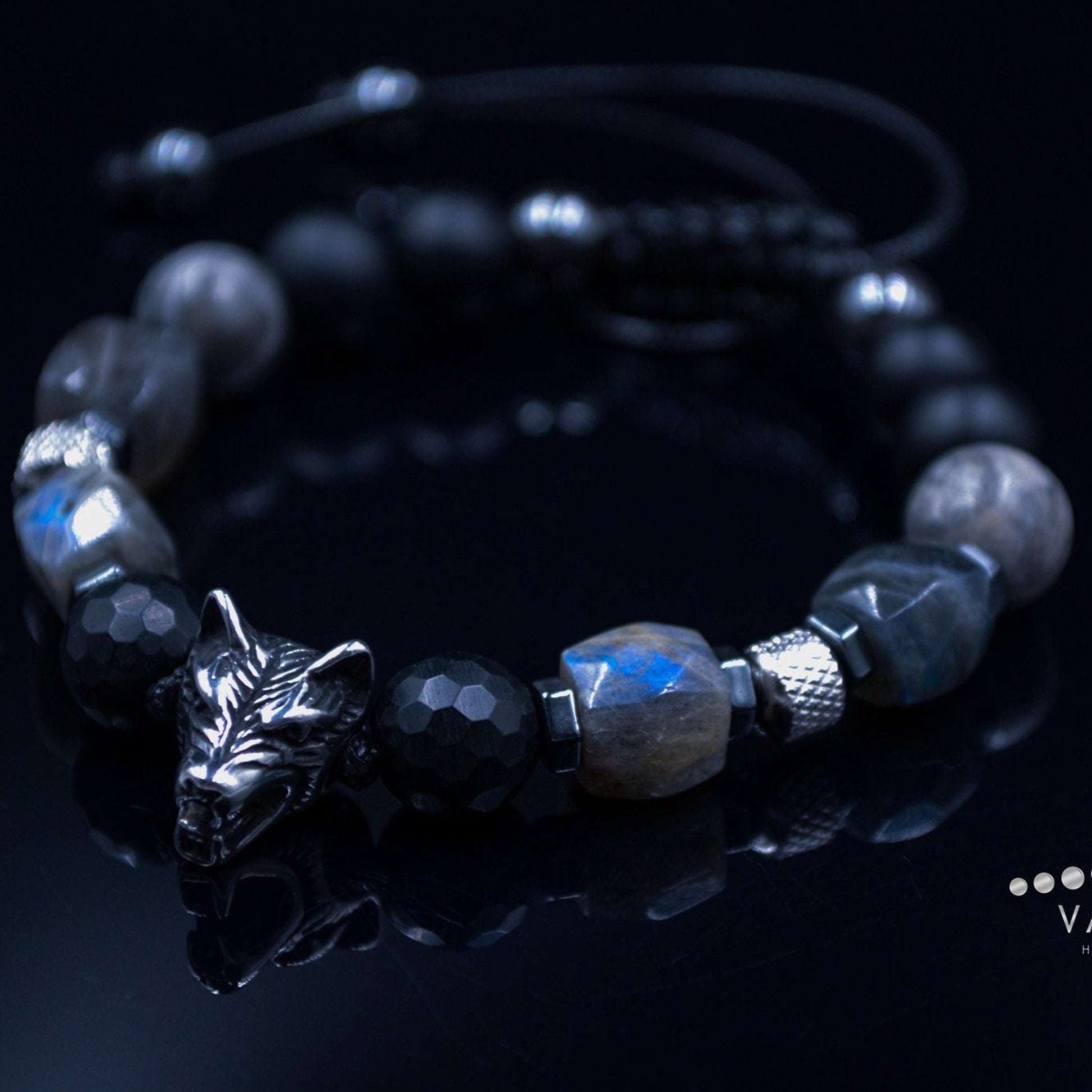 Men's Wolf Head Bead Bracelet Genuine Labradorite Bracelet Steel Beads Bracelet Gift for Man Black Onyx Bracelet Man Steel Bracelet - Shamballa Bracelet - Mantra Bracelet  -  Yoga Bracelet -  Birthstone Bracelet - Gemstone Bracelet Men - Chakra Bracelet - Macrame Bracelet - Healing Bracelet - Gift for Father - Gift For Men - Valinde
