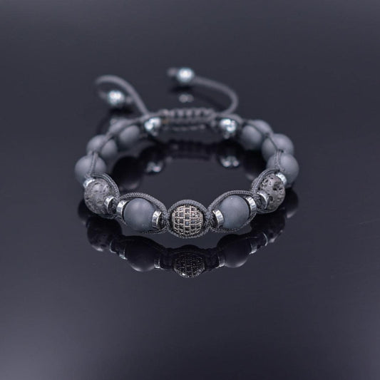 Lava Stone Black Onyx Adjustable Braided Bracelet, Gift for Him, Men's Gemstone Hematite Bracelet, Father's Day Gift, Stone Bracelet - Shamballa Bracelet - Birthstone Bracelet - Gemstone Bracelet Men - Chakra Bracelet