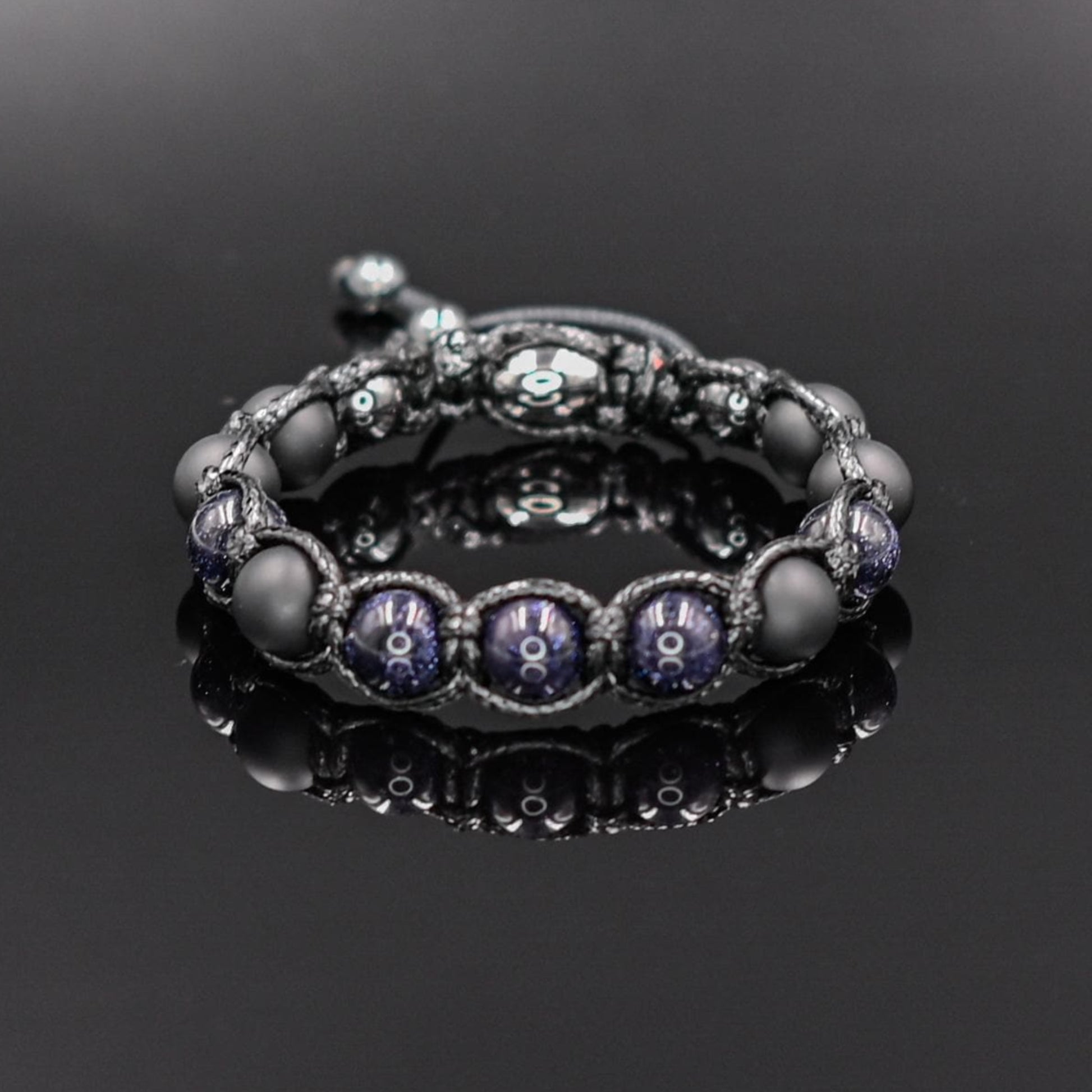 Men's Blue Sandstone Bracelet Beaded Bracelet Stone Bracelet Onyx Bracelet Gift for Men Macrame Bracelet Bead Bracelet Gift for Father- Shamballa Bracelet - Mantra Bracelet  -  Birthstone Bracelet - Gemstone Bracelet Men - Chakra Bracelet - Macrame Bracelet - Healing Bracelet - Valinde
