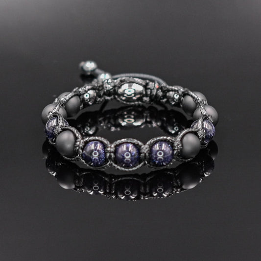 Men's Blue Sandstone Bracelet Beaded Bracelet Stone Bracelet Onyx Bracelet Gift for Men Macrame Bracelet Bead Bracelet Gift for Father- Shamballa Bracelet - Mantra Bracelet  -  Birthstone Bracelet - Gemstone Bracelet Men - Chakra Bracelet - Macrame Bracelet - Healing Bracelet - Valinde
