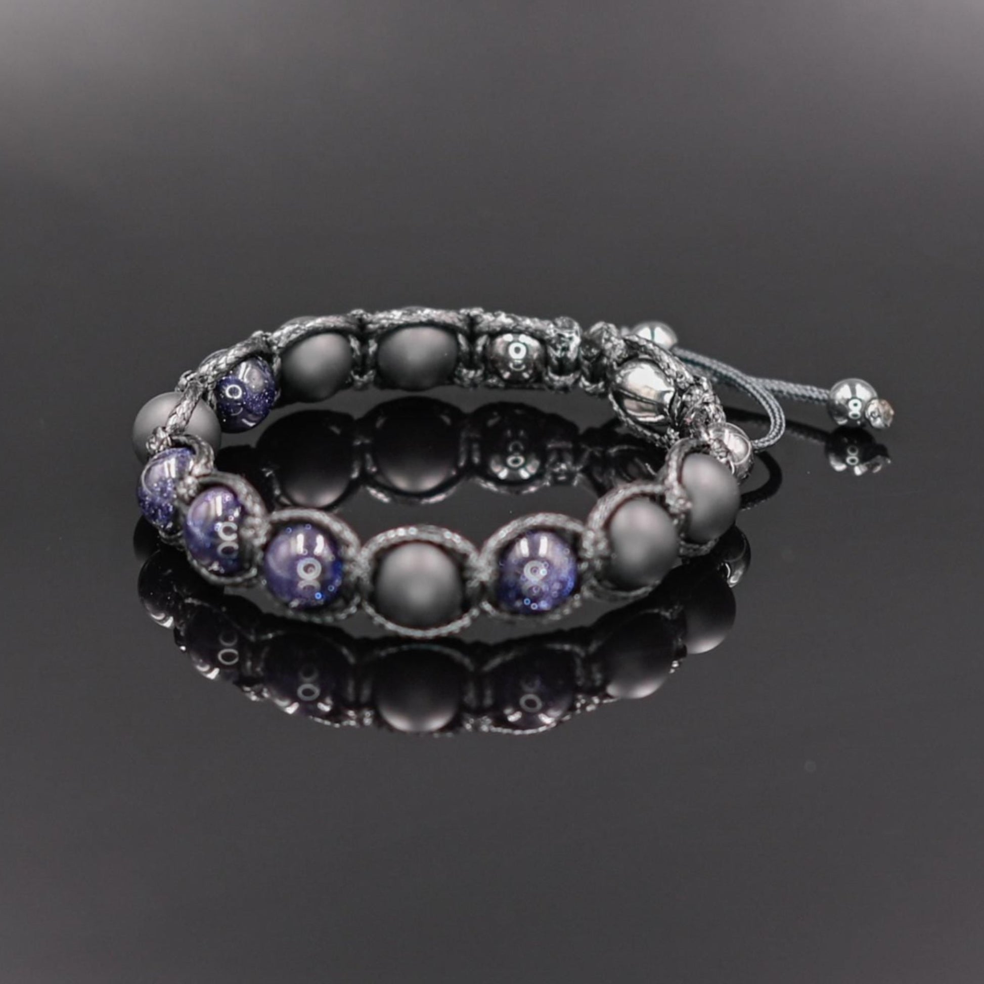 Men's Blue Sandstone Bracelet Beaded Bracelet Stone Bracelet Onyx Bracelet Gift for Men Macrame Bracelet Bead Bracelet Gift for Father- Shamballa Bracelet - Mantra Bracelet  -  Birthstone Bracelet - Gemstone Bracelet Men - Chakra Bracelet - Macrame Bracelet - Healing Bracelet - Valinde
