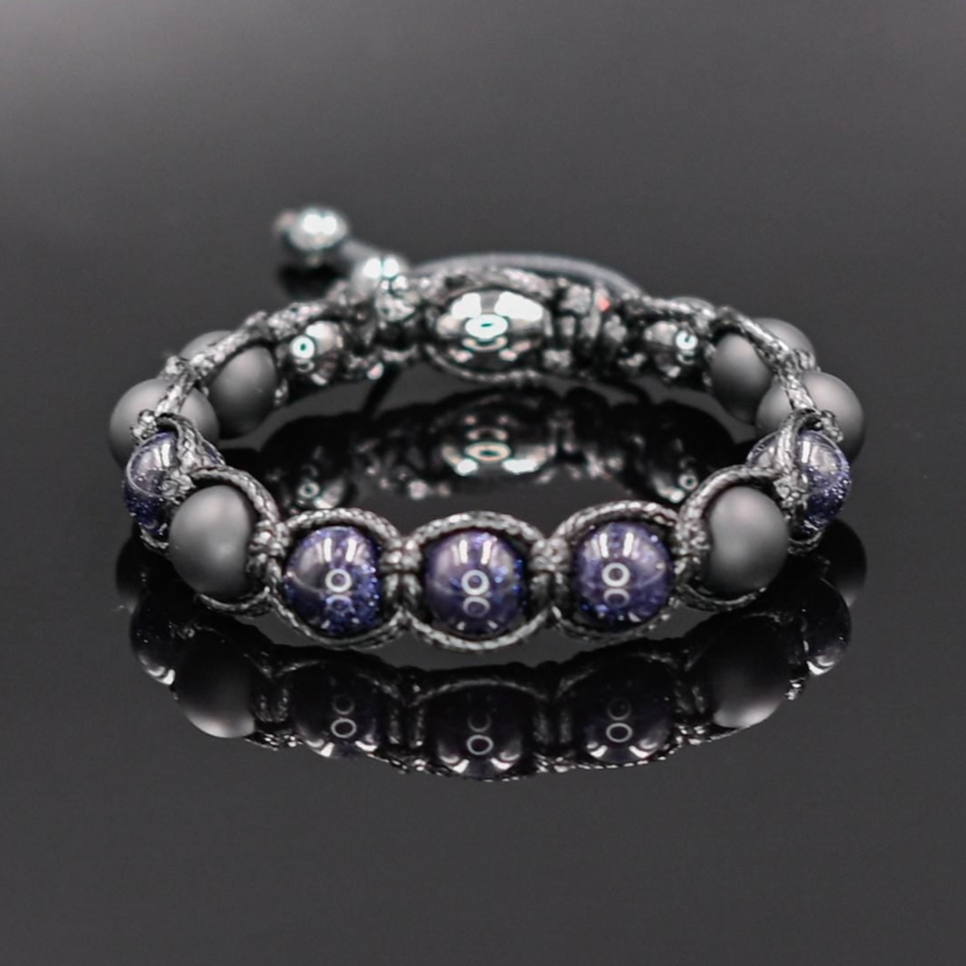 Men's Blue Sandstone Bracelet Beaded Bracelet Stone Bracelet Onyx Bracelet Gift for Men Macrame Bracelet Bead Bracelet Gift for Father- Shamballa Bracelet - Mantra Bracelet  -  Birthstone Bracelet - Gemstone Bracelet Men - Chakra Bracelet - Macrame Bracelet - Healing Bracelet - Valinde
