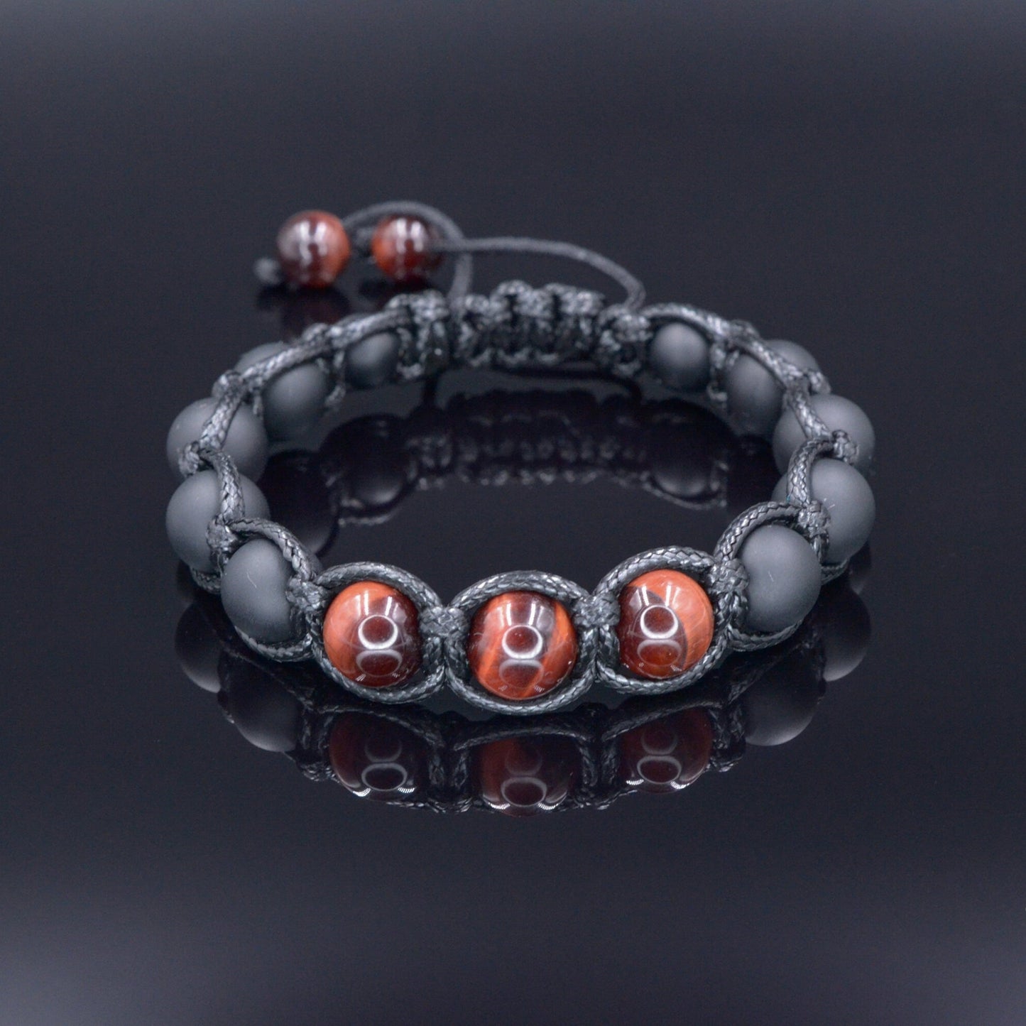 Men's Red Tiger's Eye Bracelet Black Onyx Bracelet Adjustable Macrame Bracelet Braided Bracelet Gift for Men Tiger Eye Stone Bracelet   - Shamballa Bracelet - Mantra Bracelet  -  Birthstone Bracelet - Gemstone Bracelet Men - Chakra Bracelet - Macrame Bracelet - Healing Bracelet - Valinde