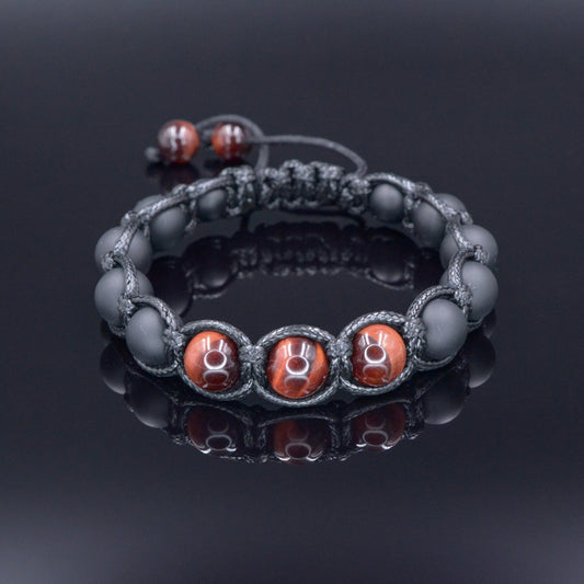 Men's Red Tiger's Eye Bracelet Black Onyx Bracelet Adjustable Macrame Bracelet Braided Bracelet Gift for Men Tiger Eye Stone Bracelet   - Shamballa Bracelet - Mantra Bracelet  -  Birthstone Bracelet - Gemstone Bracelet Men - Chakra Bracelet - Macrame Bracelet - Healing Bracelet - Valinde