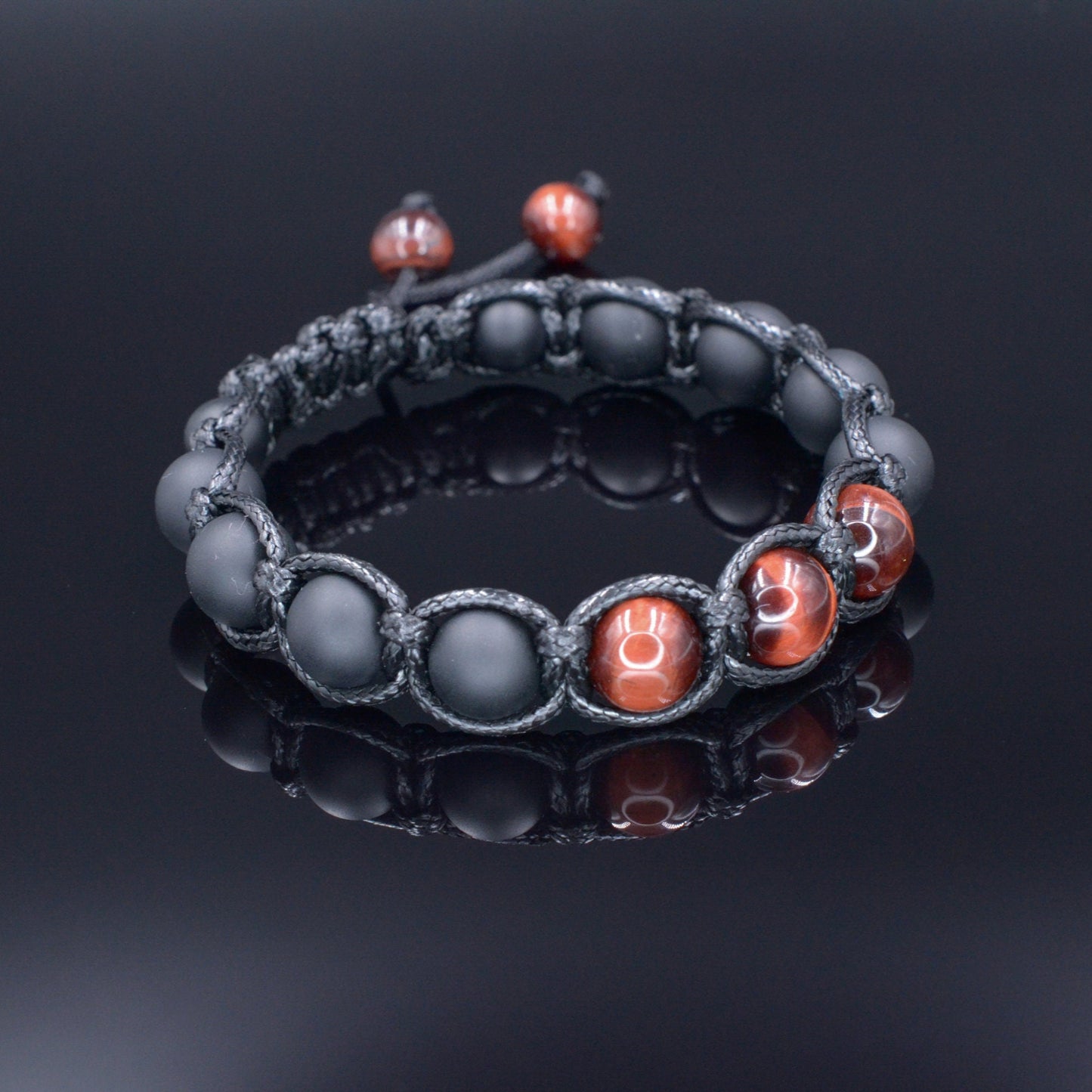 Men's Red Tiger's Eye Bracelet Black Onyx Bracelet Adjustable Macrame Bracelet Braided Bracelet Gift for Men Tiger Eye Stone Bracelet   - Shamballa Bracelet - Mantra Bracelet  -  Birthstone Bracelet - Gemstone Bracelet Men - Chakra Bracelet - Macrame Bracelet - Healing Bracelet - Valinde
