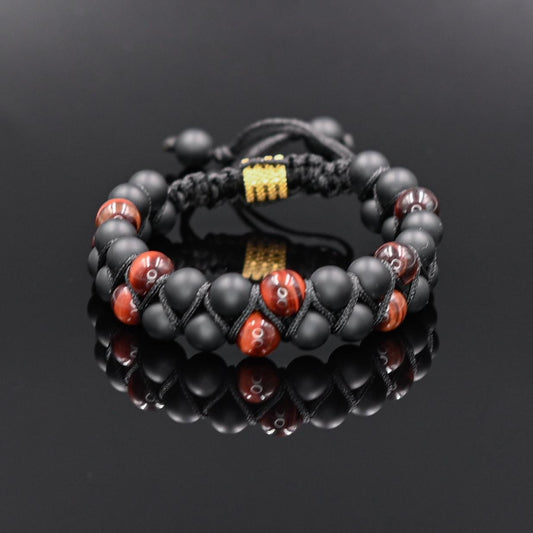 Men's Red Tiger's eye Bracelet Double Stone Bracelet Gemstone Bracelet Beaded Bracelet Onyx Bracelet Gift For Men Macrame Bracelet - Shamballa Bracelet - Mantra Bracelet  -  Yoga Bracelet -  Birthstone Bracelet - Gemstone Bracelet Men - Chakra Bracelet - Macrame Bracelet - Healing Bracelet - Gift for Father - Gift For Men - Valinde
