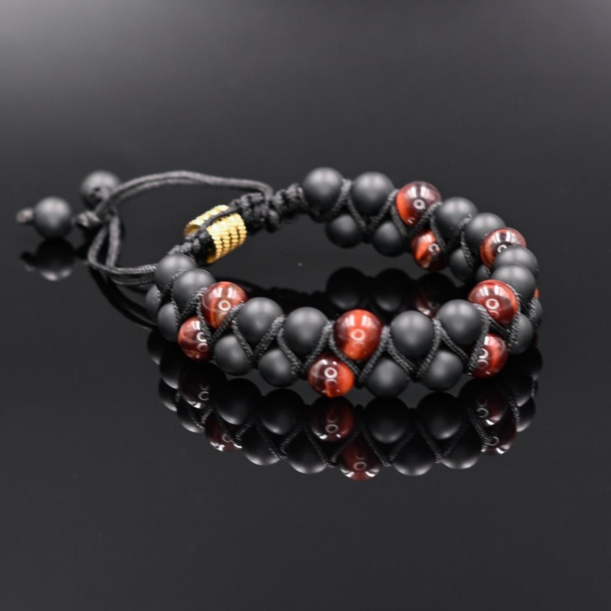 Men's Red Tiger's eye Bracelet Double Stone Bracelet Gemstone Bracelet Beaded Bracelet Onyx Bracelet Gift For Men Macrame Bracelet - Shamballa Bracelet - Mantra Bracelet  -  Yoga Bracelet -  Birthstone Bracelet - Gemstone Bracelet Men - Chakra Bracelet - Macrame Bracelet - Healing Bracelet - Gift for Father - Gift For Men - Valinde
