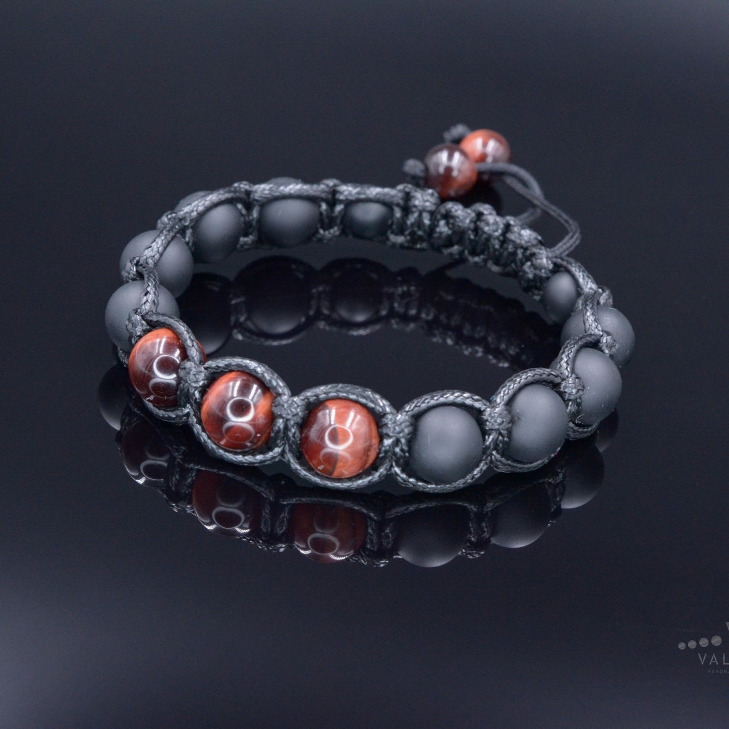 Men's Red Tiger's Eye Bracelet Black Onyx Bracelet Adjustable Macrame Bracelet Braided Bracelet Gift for Men Tiger Eye Stone Bracelet   - Shamballa Bracelet - Mantra Bracelet  -  Birthstone Bracelet - Gemstone Bracelet Men - Chakra Bracelet - Macrame Bracelet - Healing Bracelet - Valinde
