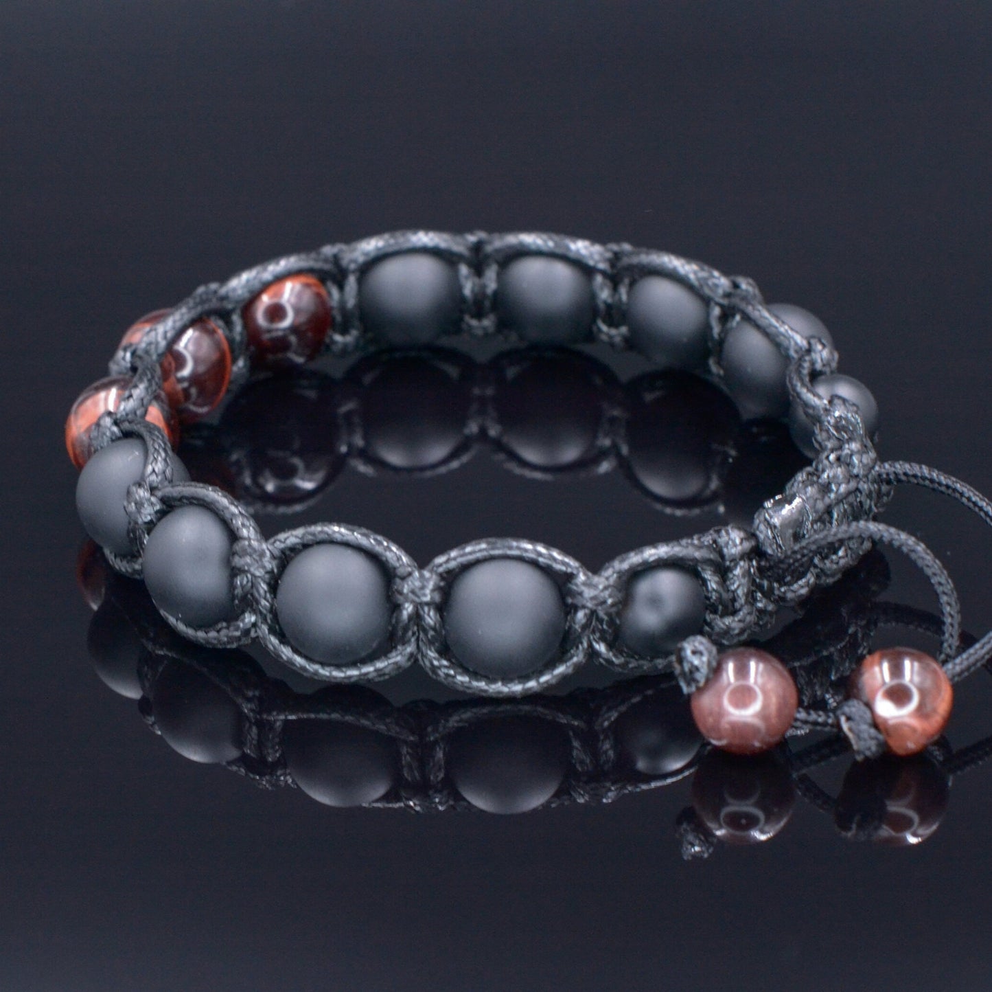 Men's Red Tiger's Eye Bracelet Black Onyx Bracelet Adjustable Macrame Bracelet Braided Bracelet Gift for Men Tiger Eye Stone Bracelet   - Shamballa Bracelet - Mantra Bracelet  -  Birthstone Bracelet - Gemstone Bracelet Men - Chakra Bracelet - Macrame Bracelet - Healing Bracelet - Valinde
