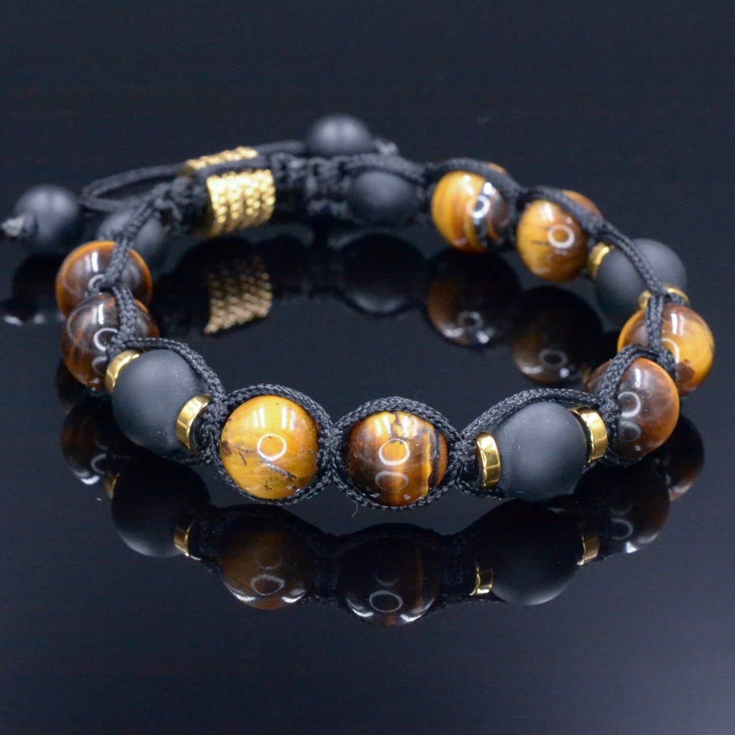 Herren Tigerauge Armband Perlenarmband Tigerauge Armband Makramee Armband Onyx Armband Edelstein Armband Geschenk für Männer Stein Armband  - Shamballa Bracelet - Mantra Bracelet  -  Birthstone Bracelet - Gemstone Bracelet Men - Chakra Bracelet - Macrame Bracelet - Healing Bracelet - Valinde