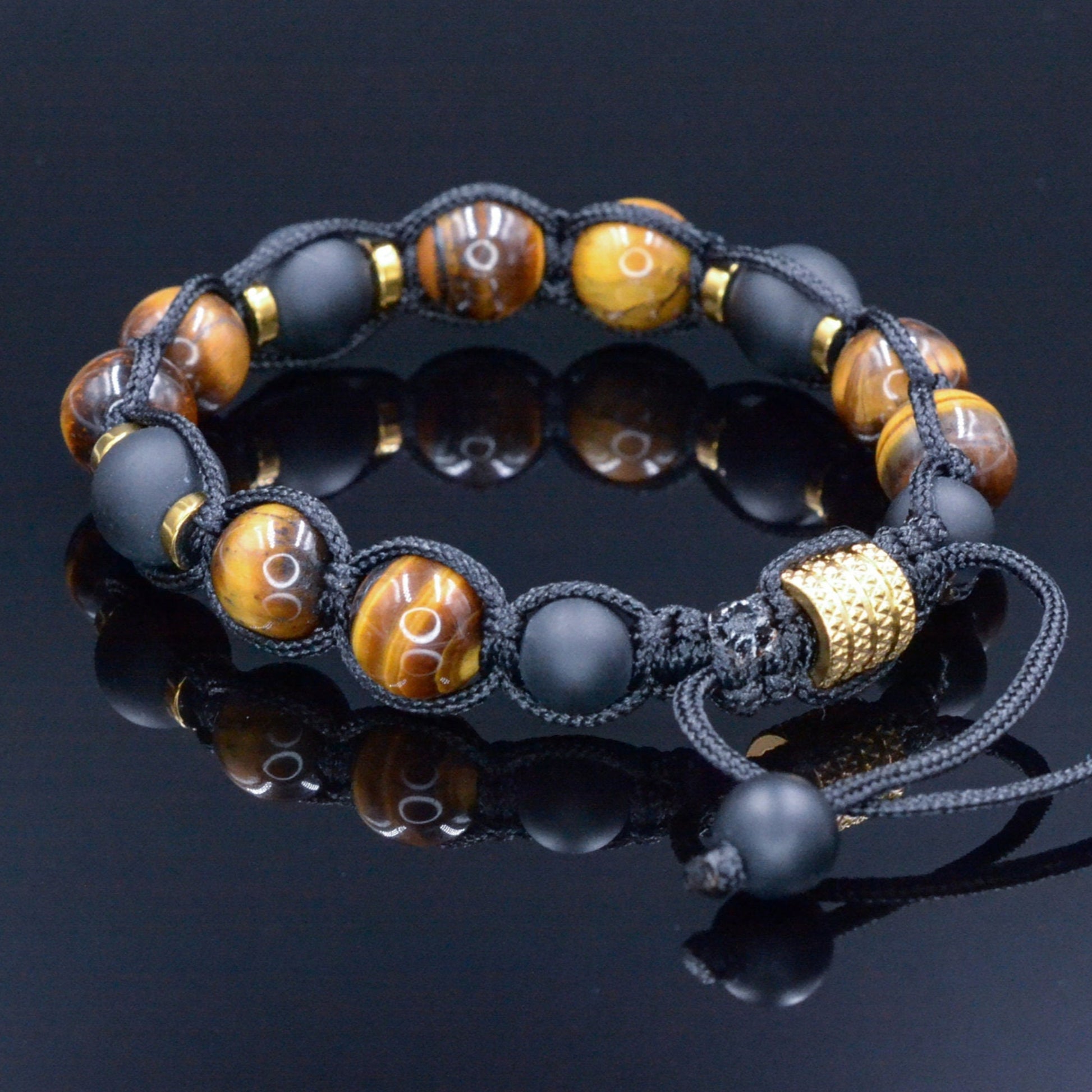Herren Tigerauge Armband Perlenarmband Tigerauge Armband Makramee Armband Onyx Armband Edelstein Armband Geschenk für Männer Stein Armband  - Shamballa Bracelet - Mantra Bracelet  -  Birthstone Bracelet - Gemstone Bracelet Men - Chakra Bracelet - Macrame Bracelet - Healing Bracelet - Valinde
