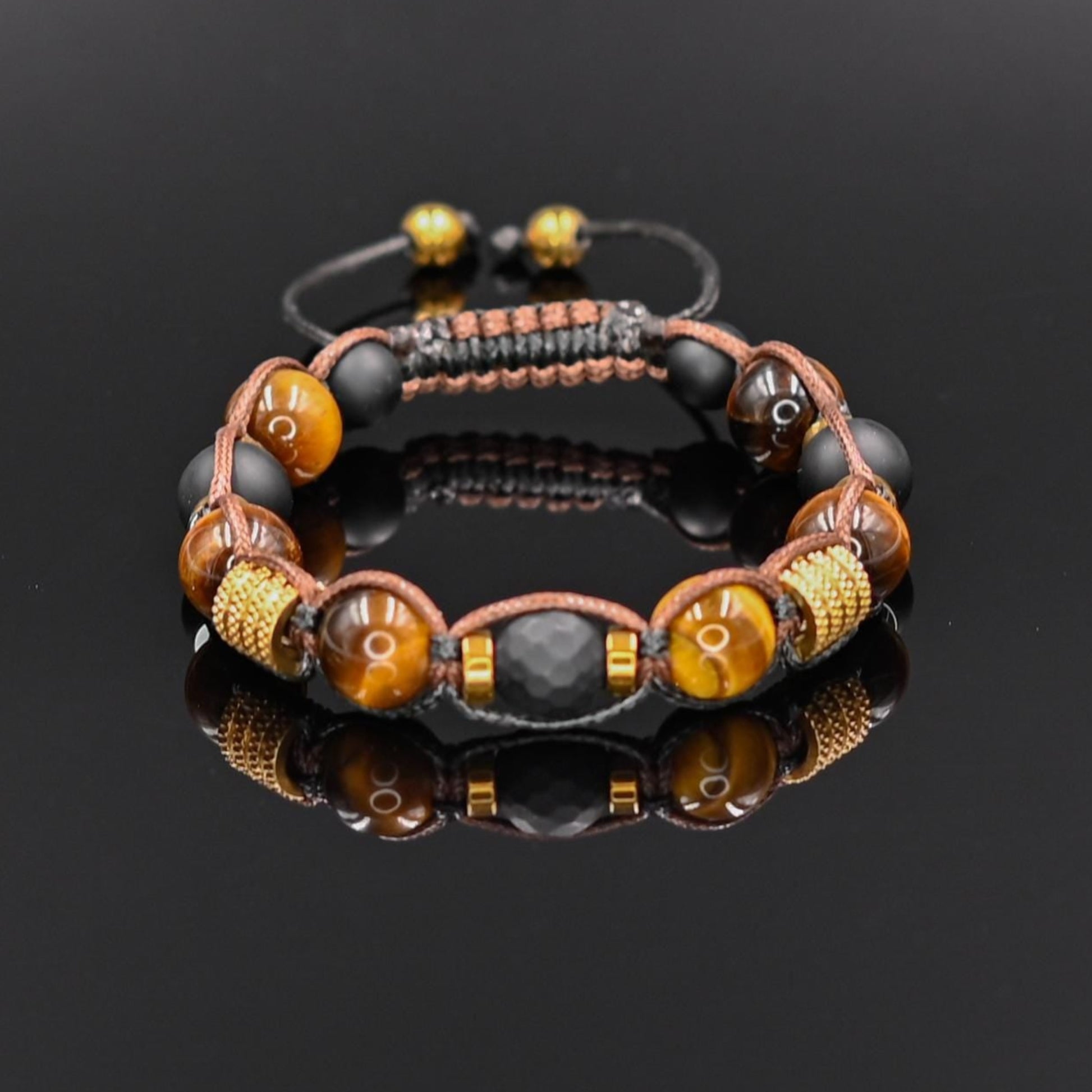 Men's Tiger's Eye Onyx Bracelet, Stainless Steel Braided Macrame Adjustable Bracelet, Handmade Gift Jewelry for Him- Shamballa Bracelet - Mantra Bracelet  -  Yoga Bracelet -  Birthstone Bracelet - Gemstone Bracelet Men - Chakra Bracelet - Macrame Bracelet - Healing Bracelet - Gift for Father - Gift For Men - Valinde
