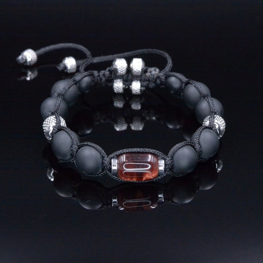 Red Tiger's Eye Bracelet for Men - Men's Black Onyx Bracelet - Stainless Steel Beaded Macrame Bracelet - Adjustable Bracelet - Gift for Men - Shamballa Bracelet - Birthstone Bracelet - Gemstone Bracelet Men - Chakra Bracelet - Macrame Bracelet - Healing Bracelet - Valinde