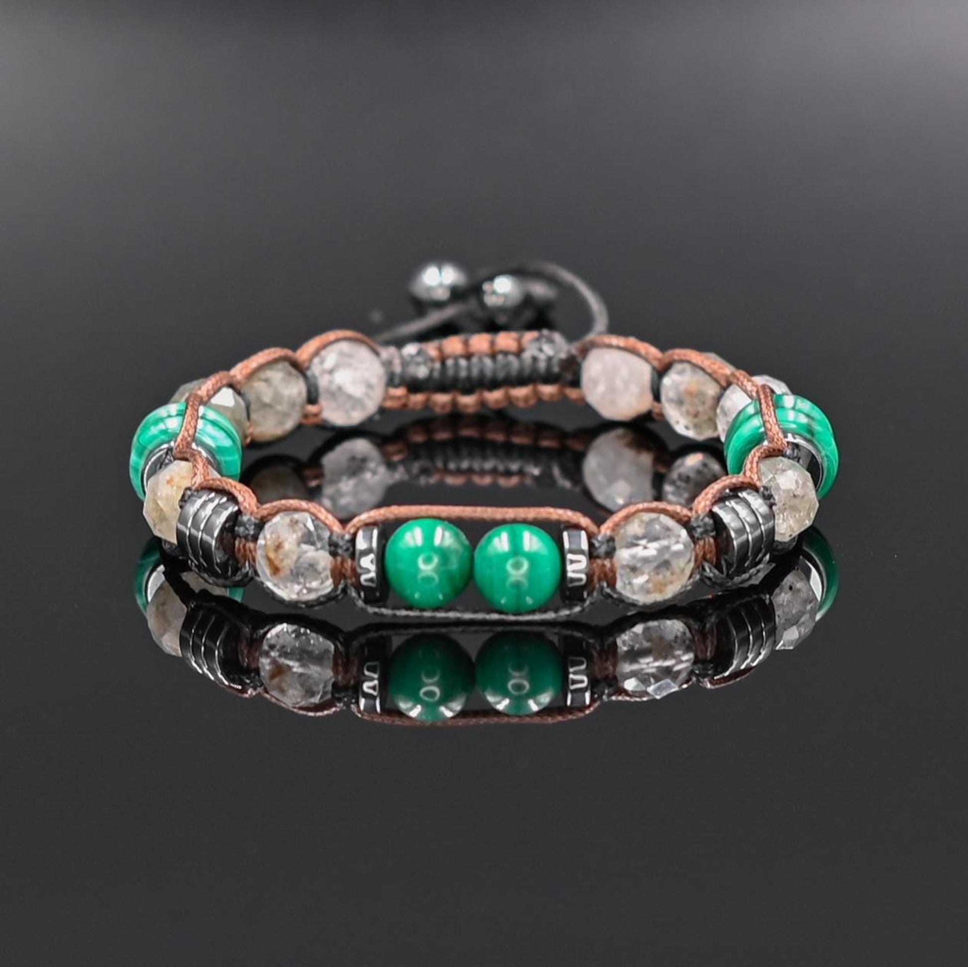 Men's Malachite and Moss Quartz Bracelet, Hematite Healing Stone Jewelry, Natural Macrame Bracelet for Him, Protection Energy Gift, Adjustable Bracelet for Him, Healing Gemstone Gift, Father's Day Gift, Protection Bracelet, Crystal Gift for Him, February Birthstone, Protection Bracelet gift for Him, Stainless Steel Jewelry,Healing Crystal Bracelet, Masculine Strength Gift, Spiritual Protection, Gift for Men, Adjustable Braided Bracelet, Gift for Men, Adjustable Macrame Braided Gemstone Bracelet, Braided Adj