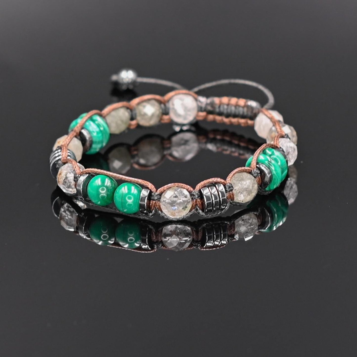 Men's Malachite and Moss Quartz Bracelet, Hematite Healing Stone Jewelry, Natural Macrame Bracelet for Him, Protection Energy Gift, Adjustable Bracelet for Him, Healing Gemstone Gift, Father's Day Gift, Protection Bracelet, Crystal Gift for Him, February Birthstone, Protection Bracelet gift for Him, Stainless Steel Jewelry,Healing Crystal Bracelet, Masculine Strength Gift, Spiritual Protection, Gift for Men, Adjustable Braided Bracelet, Gift for Men, Adjustable Macrame Braided Gemstone Bracelet, Braided Adj