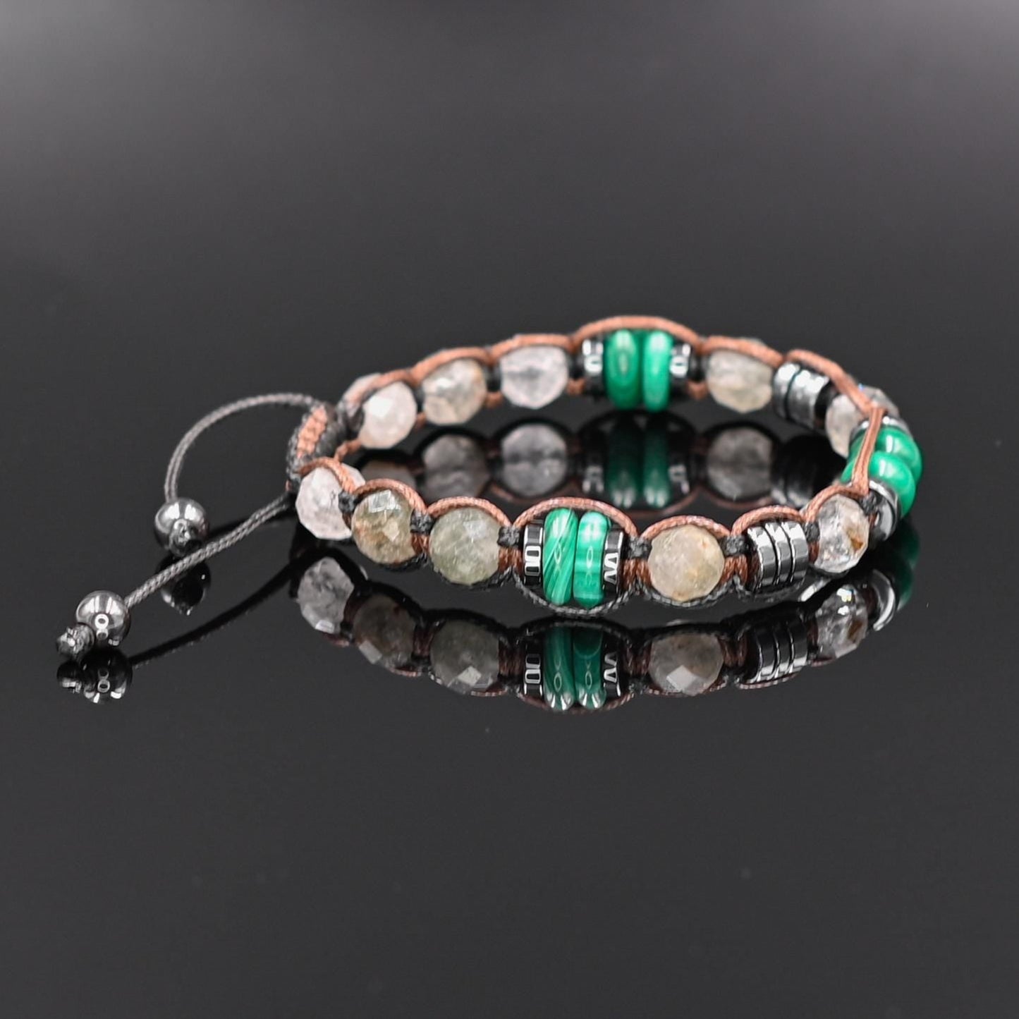 Men's Malachite and Moss Quartz Bracelet, Hematite Healing Stone Jewelry, Natural Macrame Bracelet for Him, Protection Energy Gift, Adjustable Bracelet for Him, Healing Gemstone Gift, Father's Day Gift, Protection Bracelet, Crystal Gift for Him, February Birthstone, Protection Bracelet gift for Him, Stainless Steel Jewelry,Healing Crystal Bracelet, Masculine Strength Gift, Spiritual Protection, Gift for Men, Adjustable Braided Bracelet, Gift for Men, Adjustable Macrame Braided Gemstone Bracelet, Braided Adj