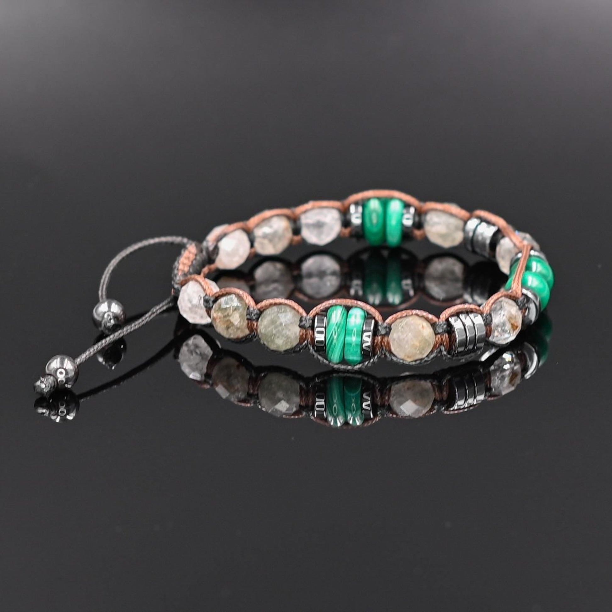 Men's Malachite and Moss Quartz Bracelet, Hematite Healing Stone Jewelry, Natural Macrame Bracelet for Him, Protection Energy Gift, Adjustable Bracelet for Him, Healing Gemstone Gift, Father's Day Gift, Protection Bracelet, Crystal Gift for Him, February Birthstone, Protection Bracelet gift for Him, Stainless Steel Jewelry,Healing Crystal Bracelet, Masculine Strength Gift, Spiritual Protection, Gift for Men, Adjustable Braided Bracelet, Gift for Men, Adjustable Macrame Braided Gemstone Bracelet, Braided Adj