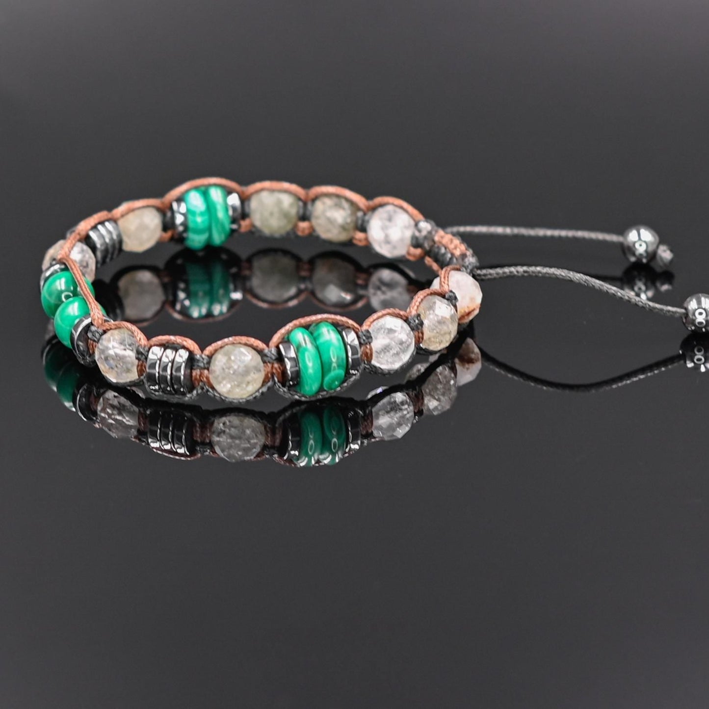 Men's Malachite and Moss Quartz Bracelet, Hematite Healing Stone Jewelry, Natural Macrame Bracelet for Him, Protection Energy Gift, Adjustable Bracelet for Him, Healing Gemstone Gift, Father's Day Gift, Protection Bracelet, Crystal Gift for Him, February Birthstone, Protection Bracelet gift for Him, Stainless Steel Jewelry,Healing Crystal Bracelet, Masculine Strength Gift, Spiritual Protection, Gift for Men, Adjustable Braided Bracelet, Gift for Men, Adjustable Macrame Braided Gemstone Bracelet, Braided Adj