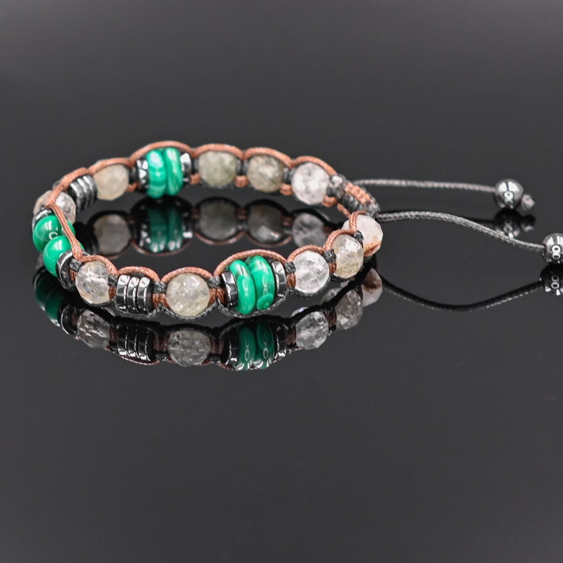 Men's Malachite and Moss Quartz Bracelet, Hematite Healing Stone Jewelry, Natural Macrame Bracelet for Him, Protection Energy Gift, Adjustable Bracelet for Him, Healing Gemstone Gift, Father's Day Gift, Protection Bracelet, Crystal Gift for Him, February Birthstone, Protection Bracelet gift for Him, Stainless Steel Jewelry,Healing Crystal Bracelet, Masculine Strength Gift, Spiritual Protection, Gift for Men, Adjustable Braided Bracelet, Gift for Men, Adjustable Macrame Braided Gemstone Bracelet, Braided Adj