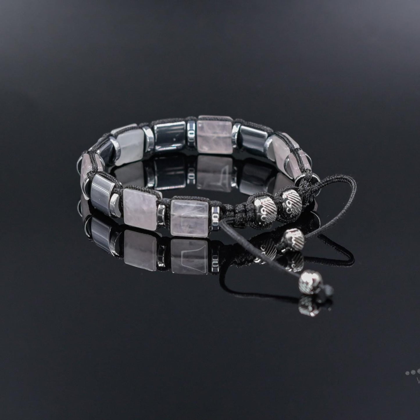 Men's Rose Quartz Bracelet, Square Bead Hematite Jewelry, Masculine Pink Stone Bracelet, Geometric Stone Bracelet, Adjustable Bracelet Gemstone Macrame Adjustable Bracelet - Gift for Him, Hematite Healing Stone Jewelry, Natural Macrame Bracelet for Him, Protection Energy Gift, Adjustable Bracelet for Him, Healing Gemstone Gift, Father's Day Gift, Protection Bracelet, Crystal Gift for Him, February Birthstone, Protection Bracelet gift for Him, Stainless Steel Jewelry,Healing Crystal Bracelet, Masculine Stren