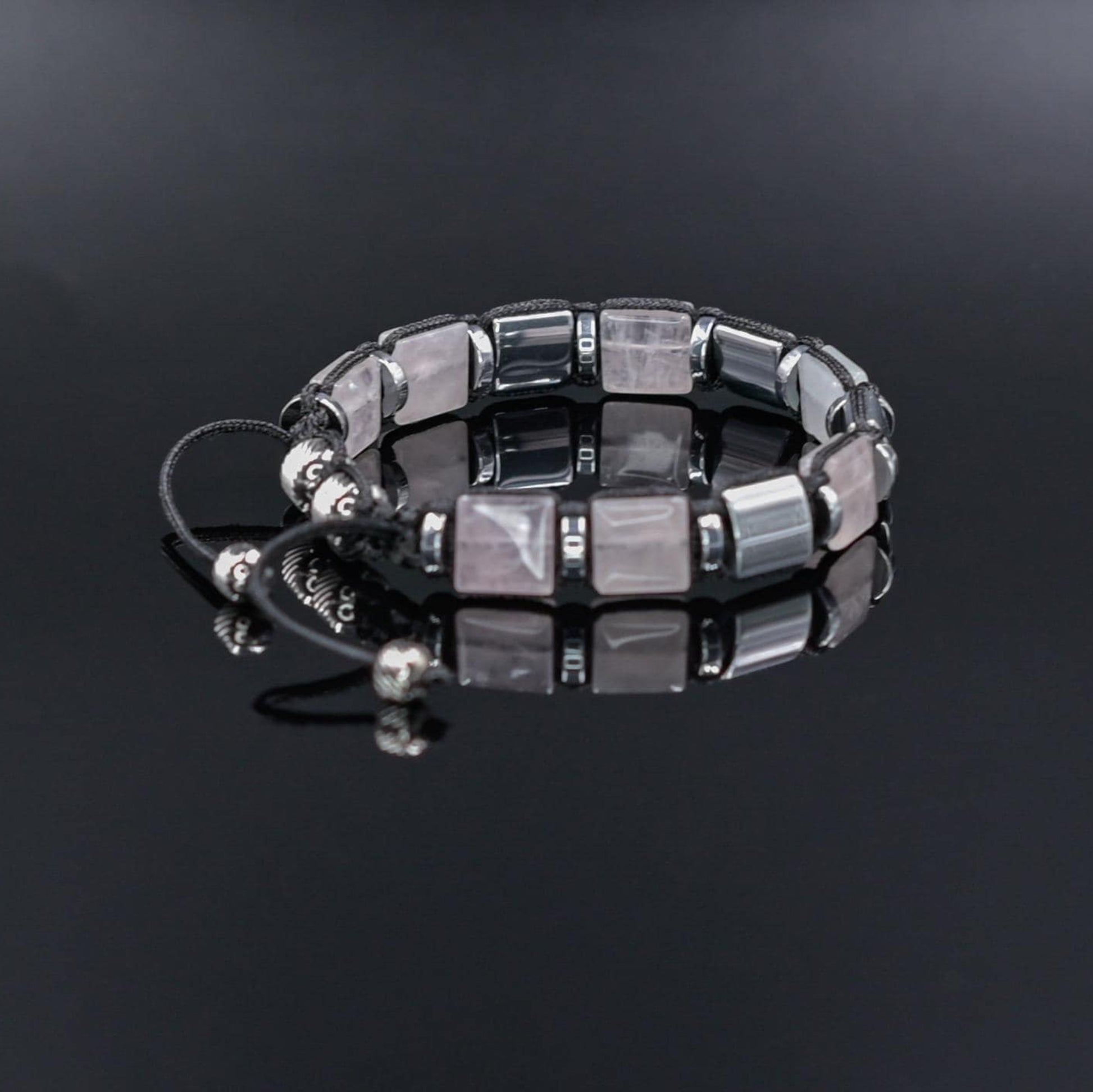Men's Rose Quartz Bracelet, Square Bead Hematite Jewelry, Masculine Pink Stone Bracelet, Geometric Stone Bracelet, Adjustable Bracelet Gemstone Macrame Adjustable Bracelet - Gift for Him, Hematite Healing Stone Jewelry, Natural Macrame Bracelet for Him, Protection Energy Gift, Adjustable Bracelet for Him, Healing Gemstone Gift, Father's Day Gift, Protection Bracelet, Crystal Gift for Him, February Birthstone, Protection Bracelet gift for Him, Stainless Steel Jewelry,Healing Crystal Bracelet, Masculine Stren