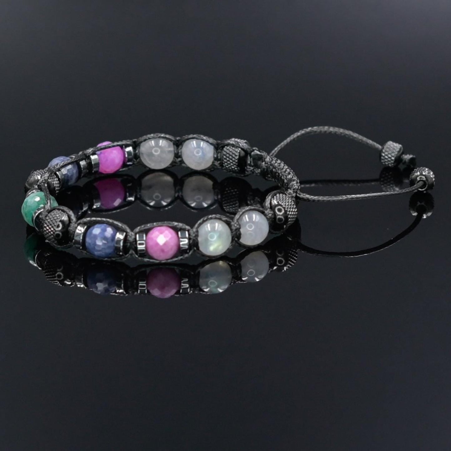 Men's Ruby Sapphire Emerald Labradorite Bracelet, Braided Adjustable Gemstone Bead Bracelet, Genuine Raw Stone Jewelry, Gift for Men, Adjustable Braided Macrame Bracelet, Gift for Men - Shamballa Bracelet - Mantra Bracelet  -  Yoga Bracelet -  Birthstone Bracelet - Gemstone Bracelet Men - Chakra Bracelet - Macrame Bracelet - Healing Bracelet - Gift for Father - Gift For Men - Valinde
