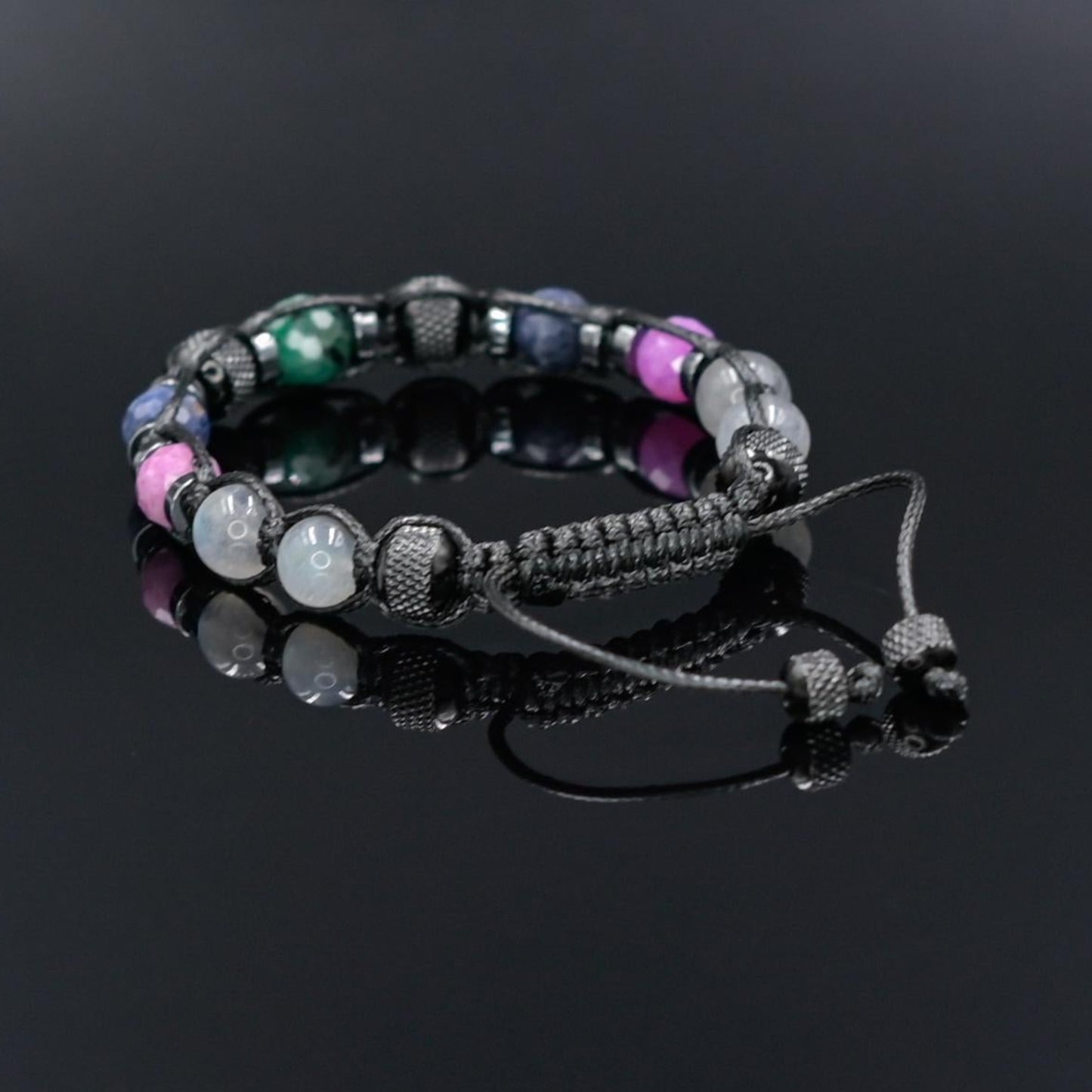 Men's Ruby Sapphire Emerald Labradorite Bracelet, Braided Adjustable Gemstone Bead Bracelet, Genuine Raw Stone Jewelry, Gift for Men, Adjustable Braided Macrame Bracelet, Gift for Men - Shamballa Bracelet - Mantra Bracelet  -  Yoga Bracelet -  Birthstone Bracelet - Gemstone Bracelet Men - Chakra Bracelet - Macrame Bracelet - Healing Bracelet - Gift for Father - Gift For Men - Valinde
