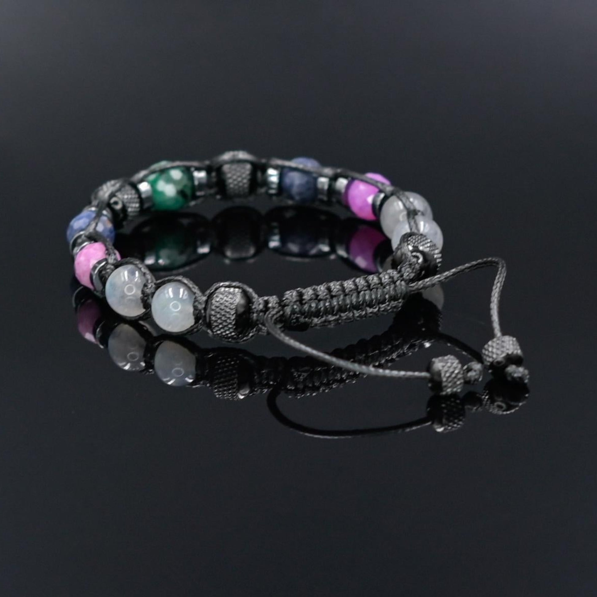 Men's Ruby Sapphire Emerald Labradorite Bracelet, Braided Adjustable Gemstone Bead Bracelet, Genuine Raw Stone Jewelry, Gift for Men, Adjustable Braided Macrame Bracelet, Gift for Men - Shamballa Bracelet - Mantra Bracelet  -  Yoga Bracelet -  Birthstone Bracelet - Gemstone Bracelet Men - Chakra Bracelet - Macrame Bracelet - Healing Bracelet - Gift for Father - Gift For Men - Valinde
