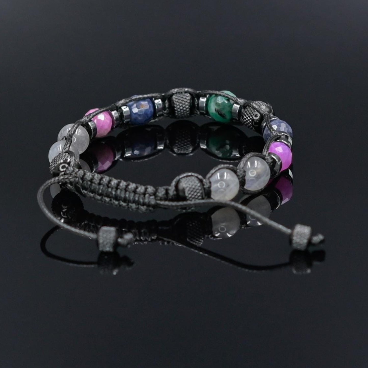 Men's Ruby Sapphire Emerald Labradorite Bracelet, Braided Adjustable Gemstone Bead Bracelet, Genuine Raw Stone Jewelry, Gift for Men, Adjustable Braided Macrame Bracelet, Gift for Men - Shamballa Bracelet - Mantra Bracelet  -  Yoga Bracelet -  Birthstone Bracelet - Gemstone Bracelet Men - Chakra Bracelet - Macrame Bracelet - Healing Bracelet - Gift for Father - Gift For Men - Valinde
