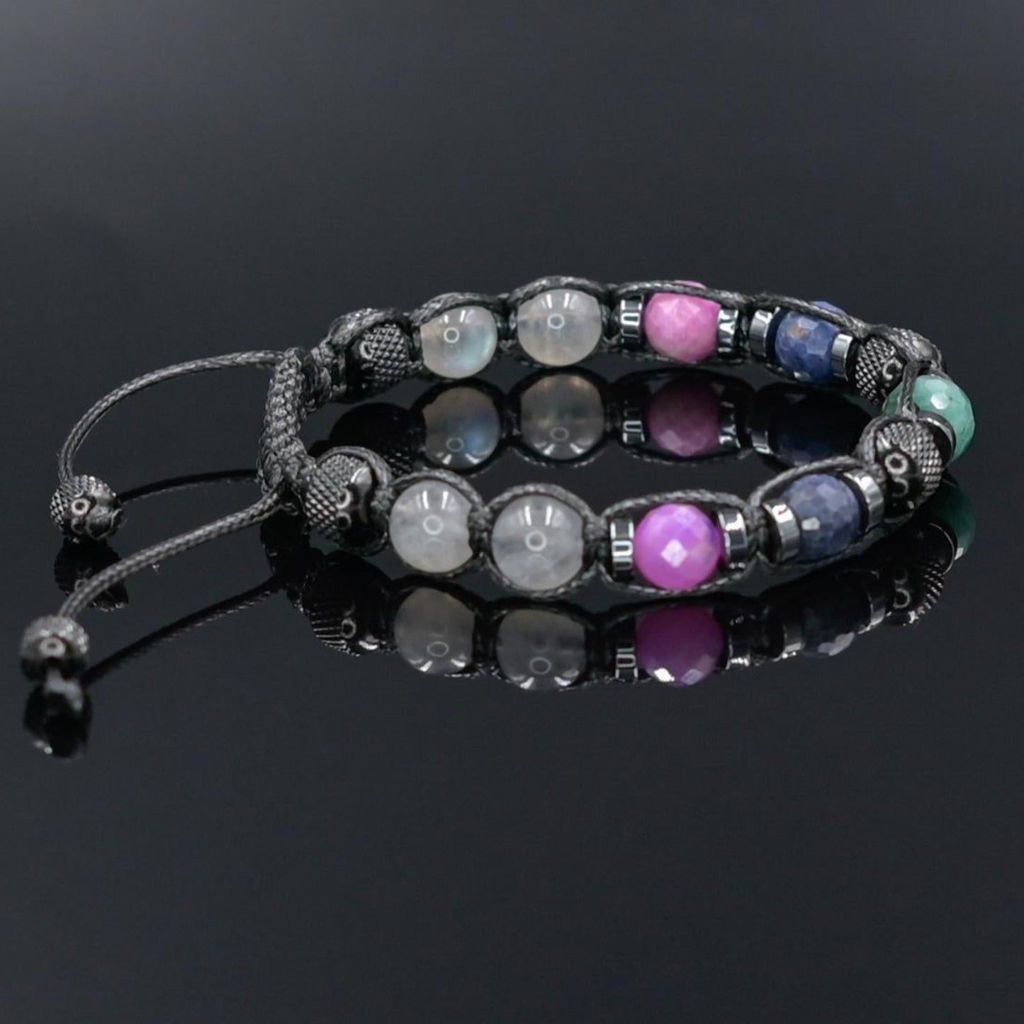 Men's Ruby Sapphire Emerald Labradorite Bracelet, Braided Adjustable Gemstone Bead Bracelet, Genuine Raw Stone Jewelry, Gift for Men, Adjustable Braided Macrame Bracelet, Gift for Men - Shamballa Bracelet - Mantra Bracelet  -  Yoga Bracelet -  Birthstone Bracelet - Gemstone Bracelet Men - Chakra Bracelet - Macrame Bracelet - Healing Bracelet - Gift for Father - Gift For Men - Valinde
