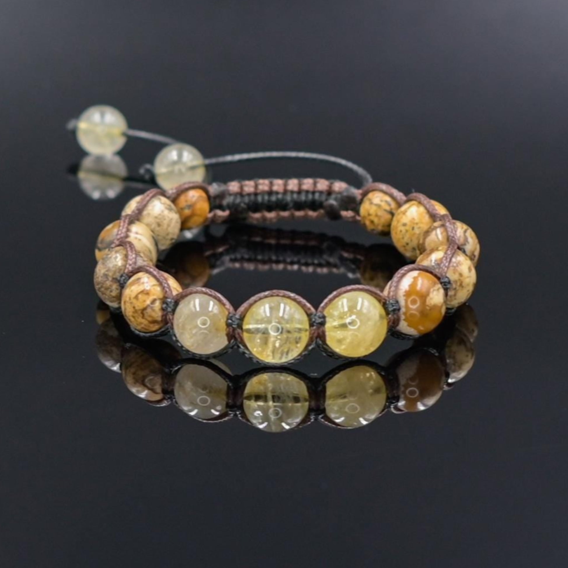 Gold Rutilated Quartz Bracelet / Men's Jasper Bracelet / Macrame Bracelet / Gift for Men / Adjustable Bracelet / Crystal Bracelet for Men - Shamballa Bracelet - Mantra Bracelet  -  Yoga Bracelet -  Birthstone Bracelet - Gemstone Bracelet Men - Chakra Bracelet - Macrame Bracelet - Healing Bracelet - Gift for Father - Gift For Men - Valinde
