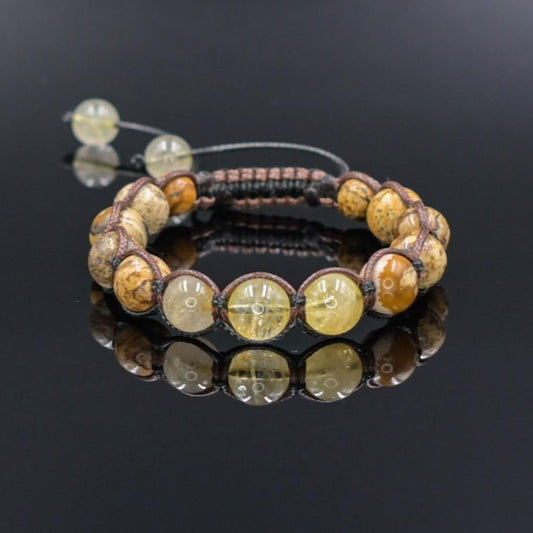 Gold Rutilated Quartz Bracelet / Men's Jasper Bracelet / Macrame Bracelet / Gift for Men / Adjustable Bracelet / Crystal Bracelet for Men - Shamballa Bracelet - Mantra Bracelet  -  Yoga Bracelet -  Birthstone Bracelet - Gemstone Bracelet Men - Chakra Bracelet - Macrame Bracelet - Healing Bracelet - Gift for Father - Gift For Men - Valinde
