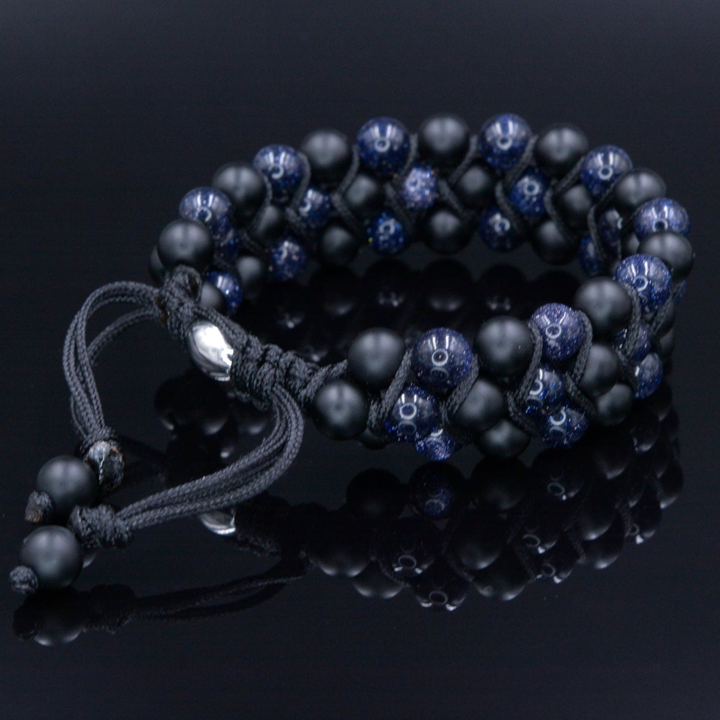 Men's Blue Sandstone 3 Row Bracelet Macrame Adjustable Bracelet Onyx Beads Bracelet Triple Gemstone Bracelet Gift for Men Birthday Gift -  Shamballa Bracelet  -  Birthstone Bracelet - Gemstone Bracelet Men - Chakra Bracelet - Macrame Bracelet - Healing Bracelet - Valinde
