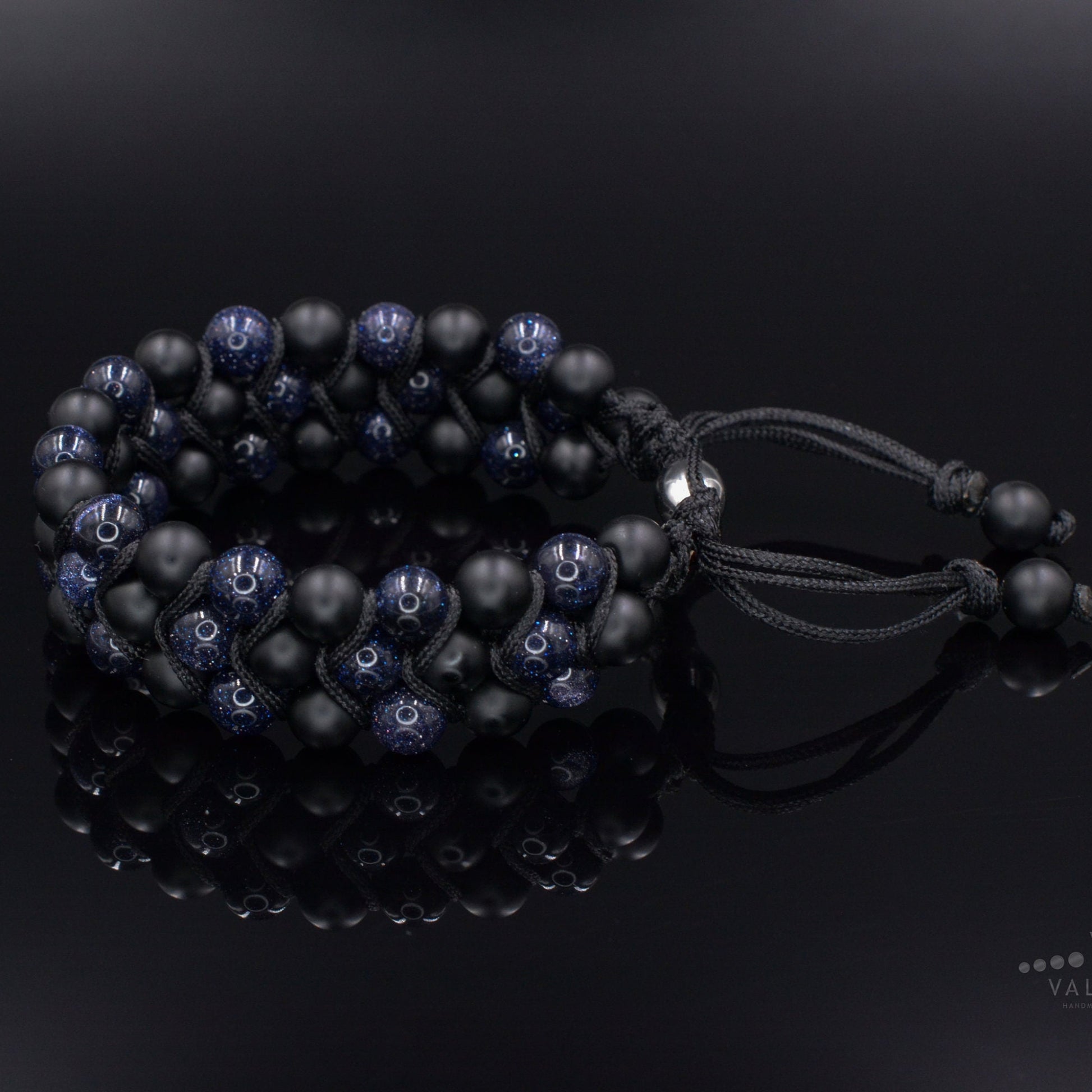 Men's Blue Sandstone 3 Row Bracelet Macrame Adjustable Bracelet Onyx Beads Bracelet Triple Gemstone Bracelet Gift for Men Birthday Gift -  Shamballa Bracelet  -  Birthstone Bracelet - Gemstone Bracelet Men - Chakra Bracelet - Macrame Bracelet - Healing Bracelet - Valinde
