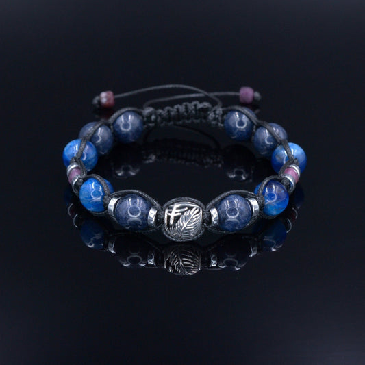 Men's Sapphire & 925 Silver Bead Bracelet - Kyanite Crystal Bracelet - Gift for Men - Adjustable Gemstone Bracelet - Father's Day Gift - Shamballa Bracelet - Birthstone Bracelet - Gemstone Bracelet Men - Chakra Bracelet