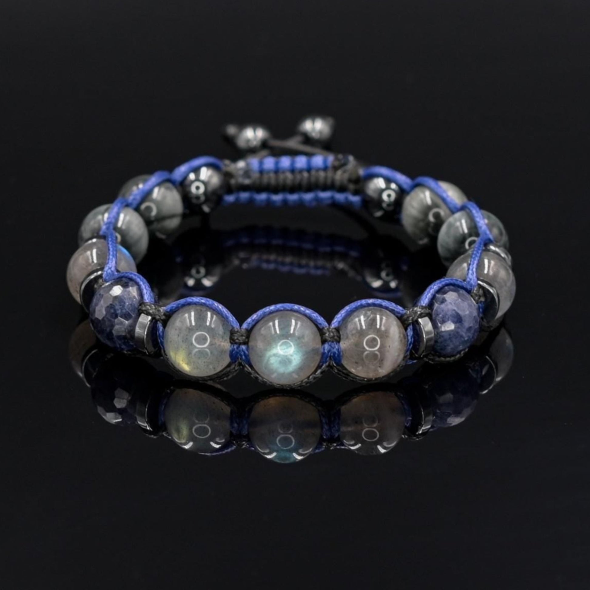 Men's Sapphire Labradorite Hawk's Eye Gemstone Bracelet, Braided Adjustable Bracelet, Crystal Bracelet, Gift for Men,Men's Christmas Gift - Shamballa Bracelet - Mantra Bracelet  -  Birthstone Bracelet - Gemstone Bracelet Men - Chakra Bracelet - Macrame Bracelet - Healing Bracelet - Valinde
