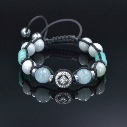 Men's Jade Bracelet, Aquamarine Amazonite Crystal Adjustable Bracelet, Gift for Men, 925 Silver Bead Bracelet, Men Stone Bracelet - Shamballa Bracelet - Birthstone Bracelet - Gemstone Bracelet Men - Chakra Bracelet - Macrame Bracelet - Healing Bracelet - Valinde - Shamballa Bracelet - Birthstone Bracelet - Gemstone Bracelet Men - Chakra Bracelet - Macrame Bracelet - Healing Bracelet - Valinde